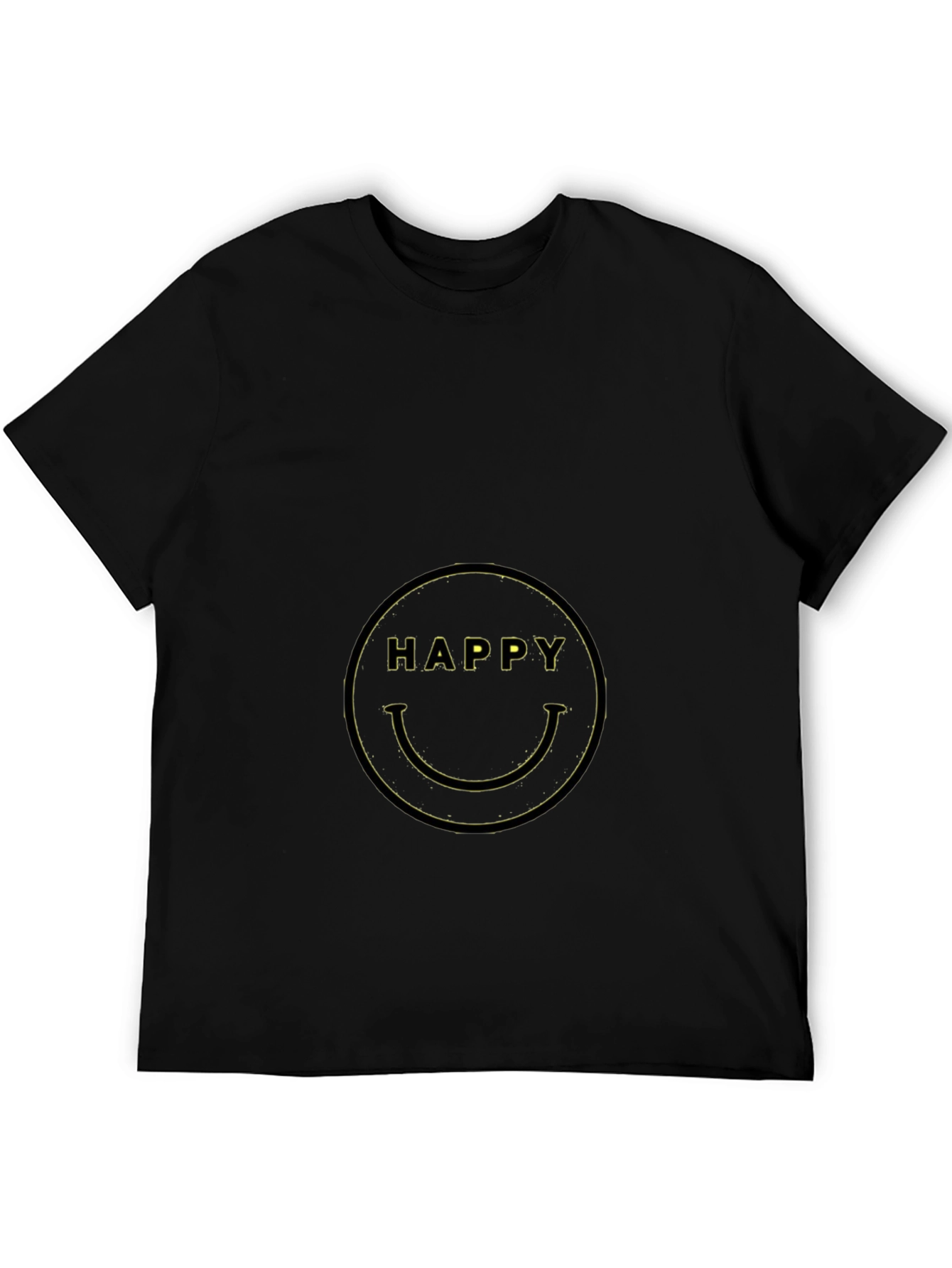 Happy Face Graphic Tee - Black Cotton Blend