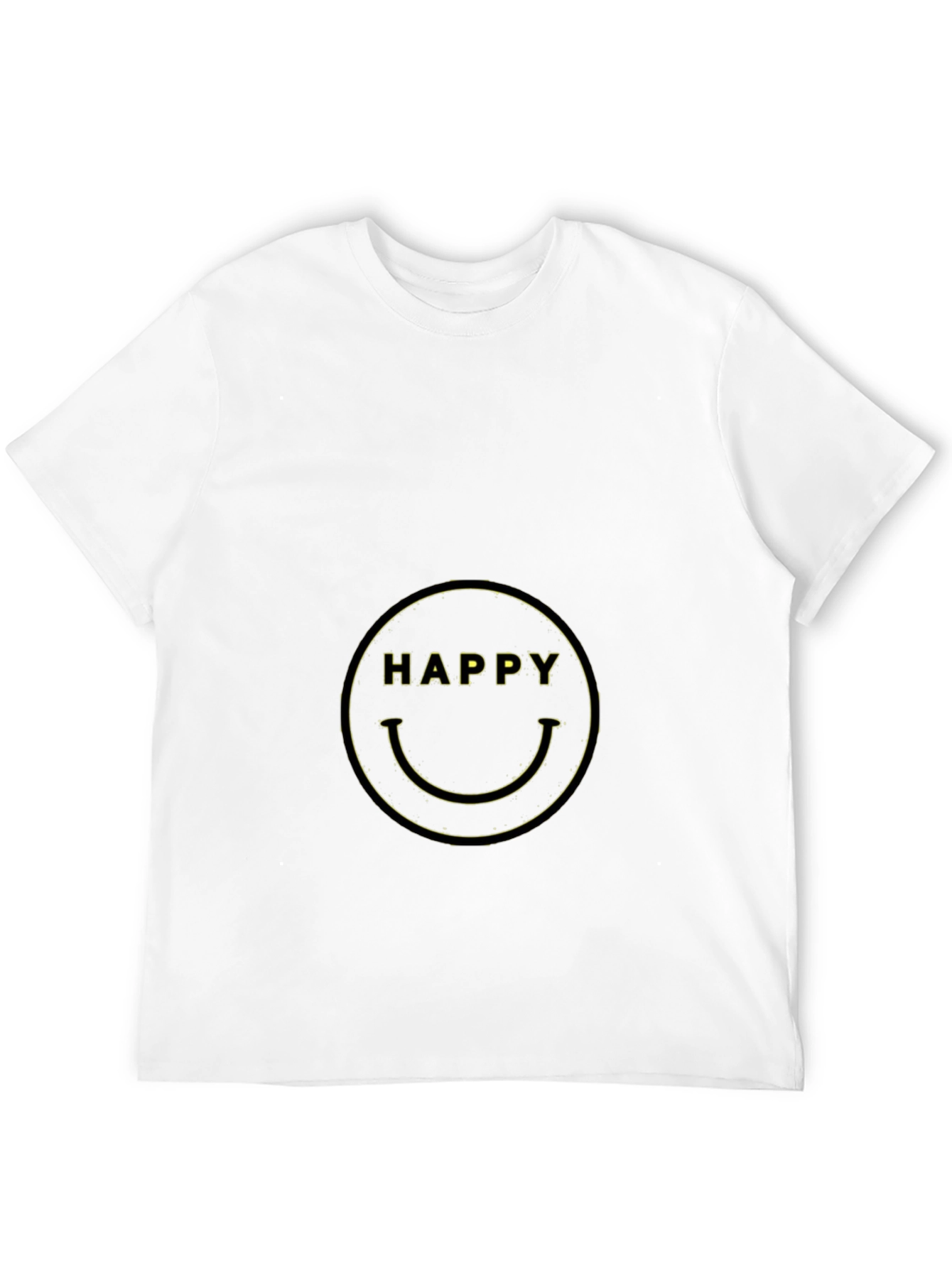 Happy Face Graphic Tee - Black Cotton Blend