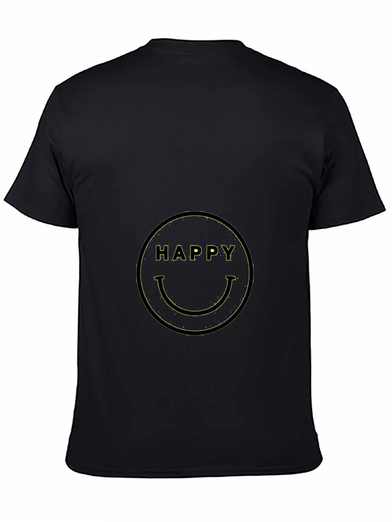 Happy Face Graphic Tee - Black Cotton Blend