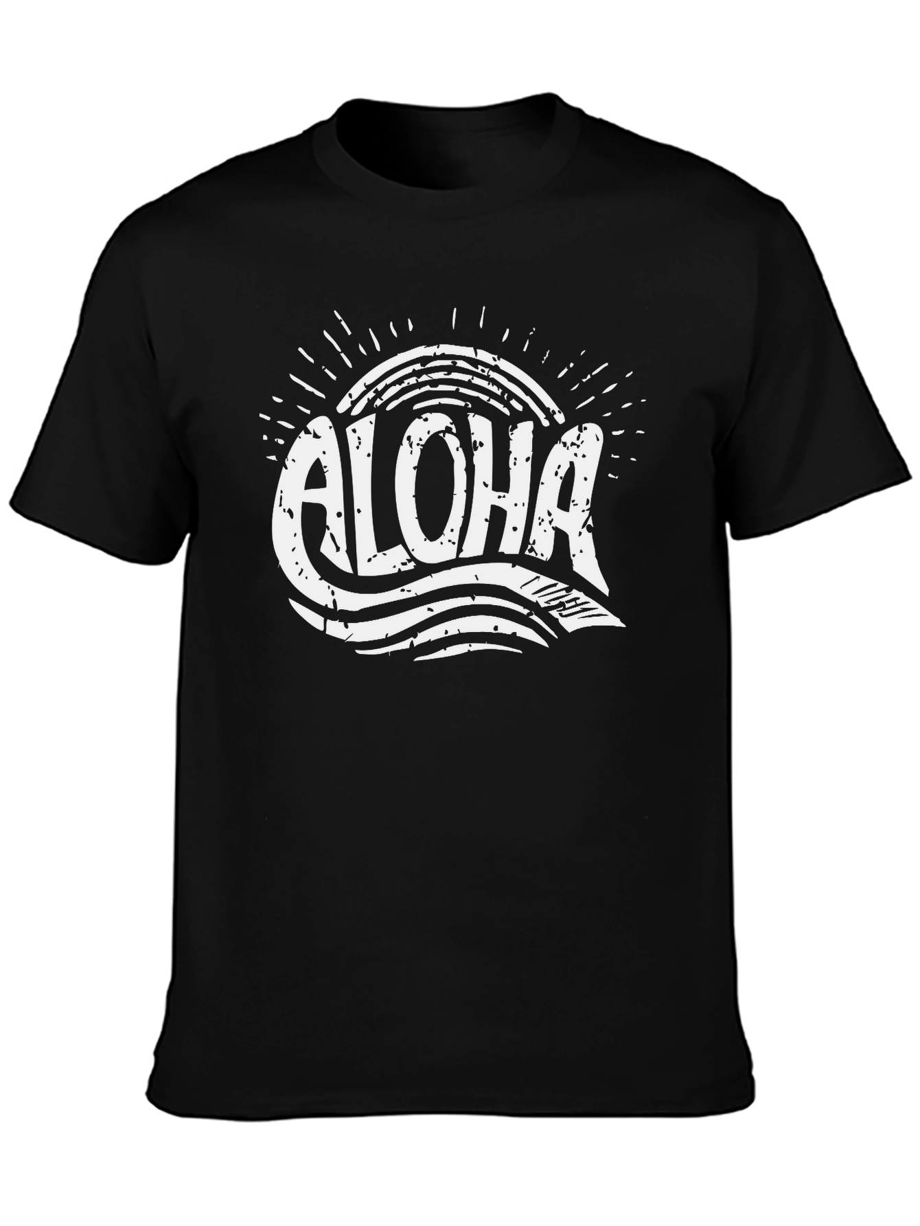 Aloha Black T-Shirt - Retro Hawaiian Surf Style Tee