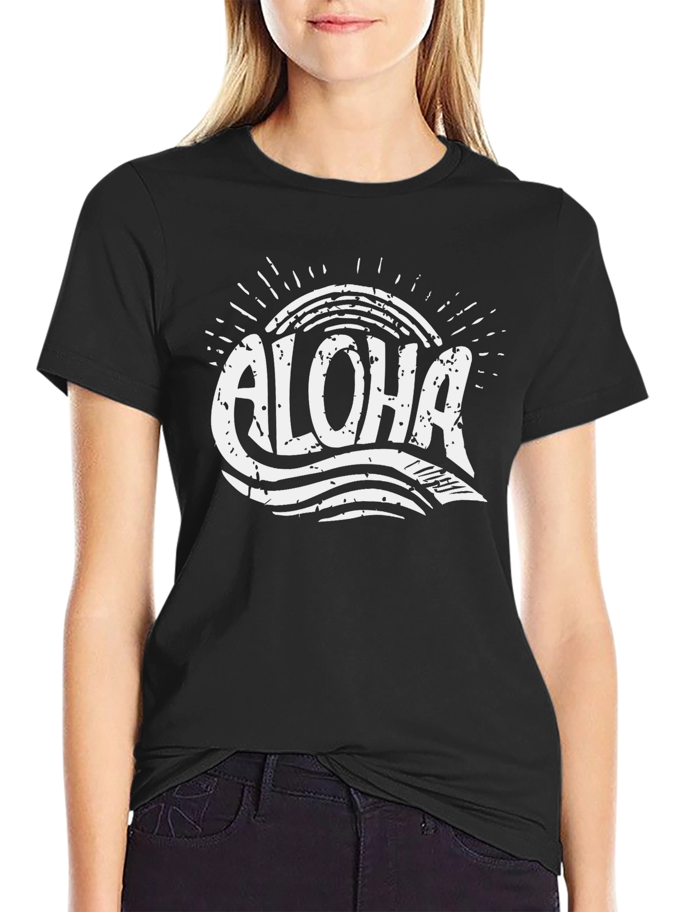 Aloha Black T-Shirt - Retro Hawaiian Surf Style Tee