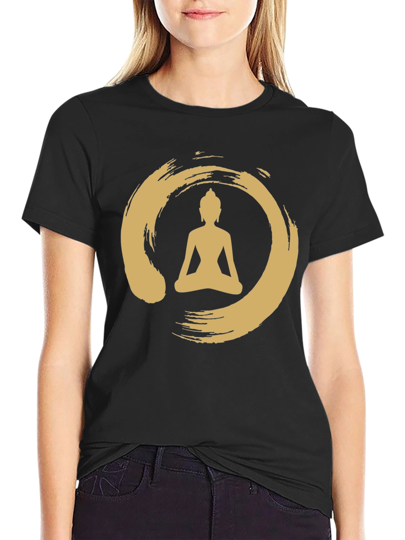 Enso Zen Circle Buddha T-Shirt - Black