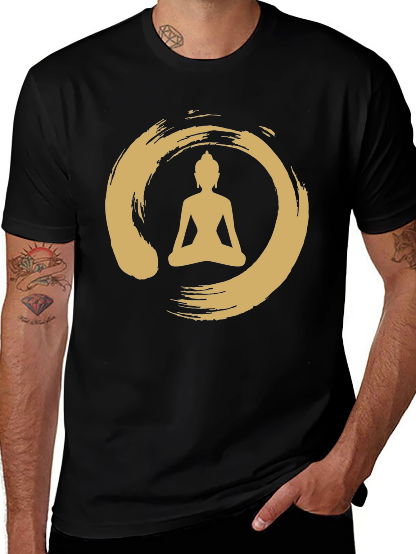 Enso Zen Circle Buddha T-Shirt - Black