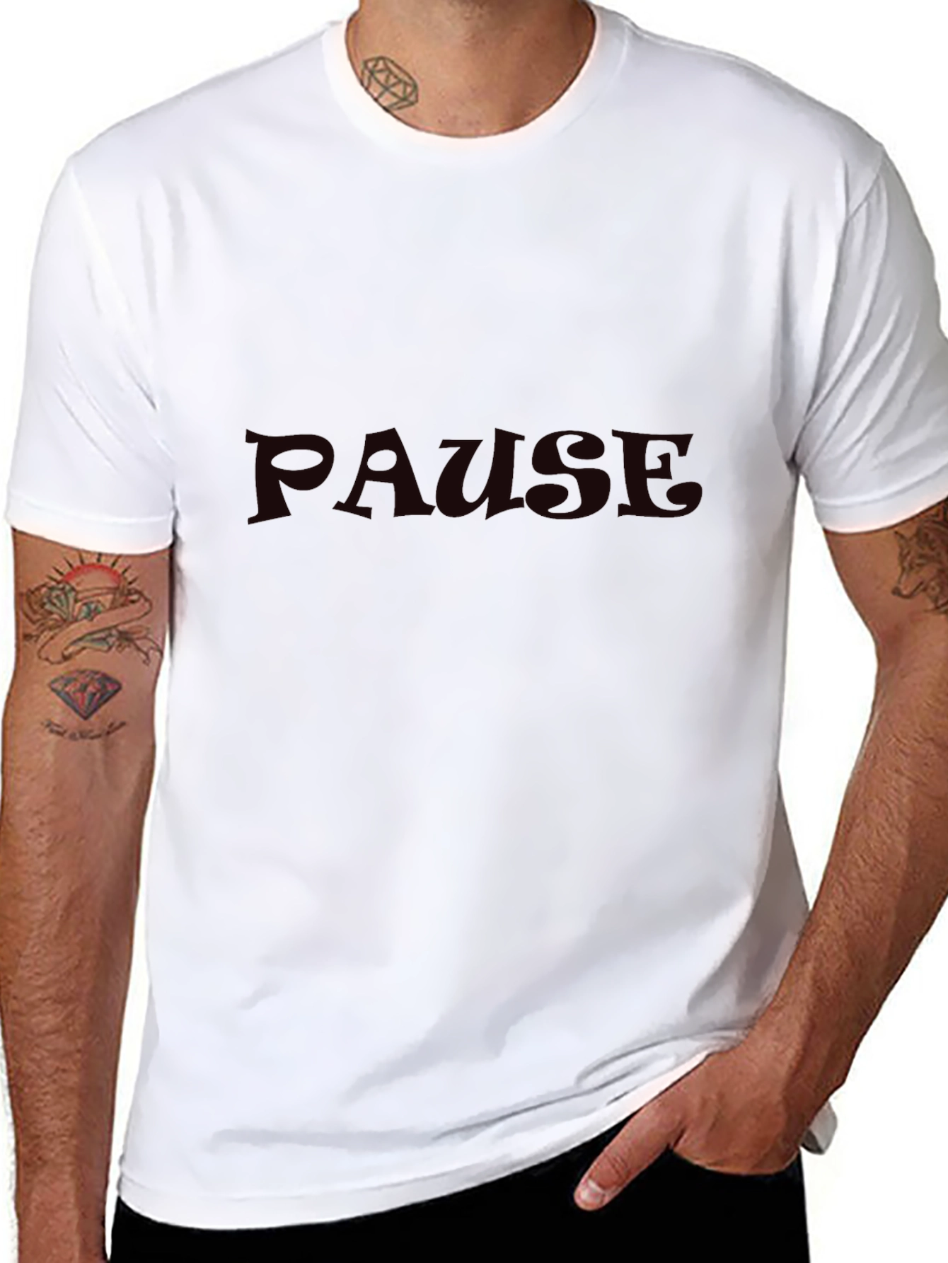 Mens Black Pause Graphic T-Shirt