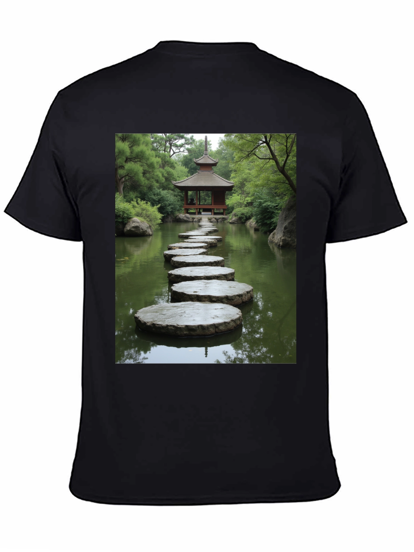 Zen Garden Stepping Stone Pagoda Graphic T-Shirt