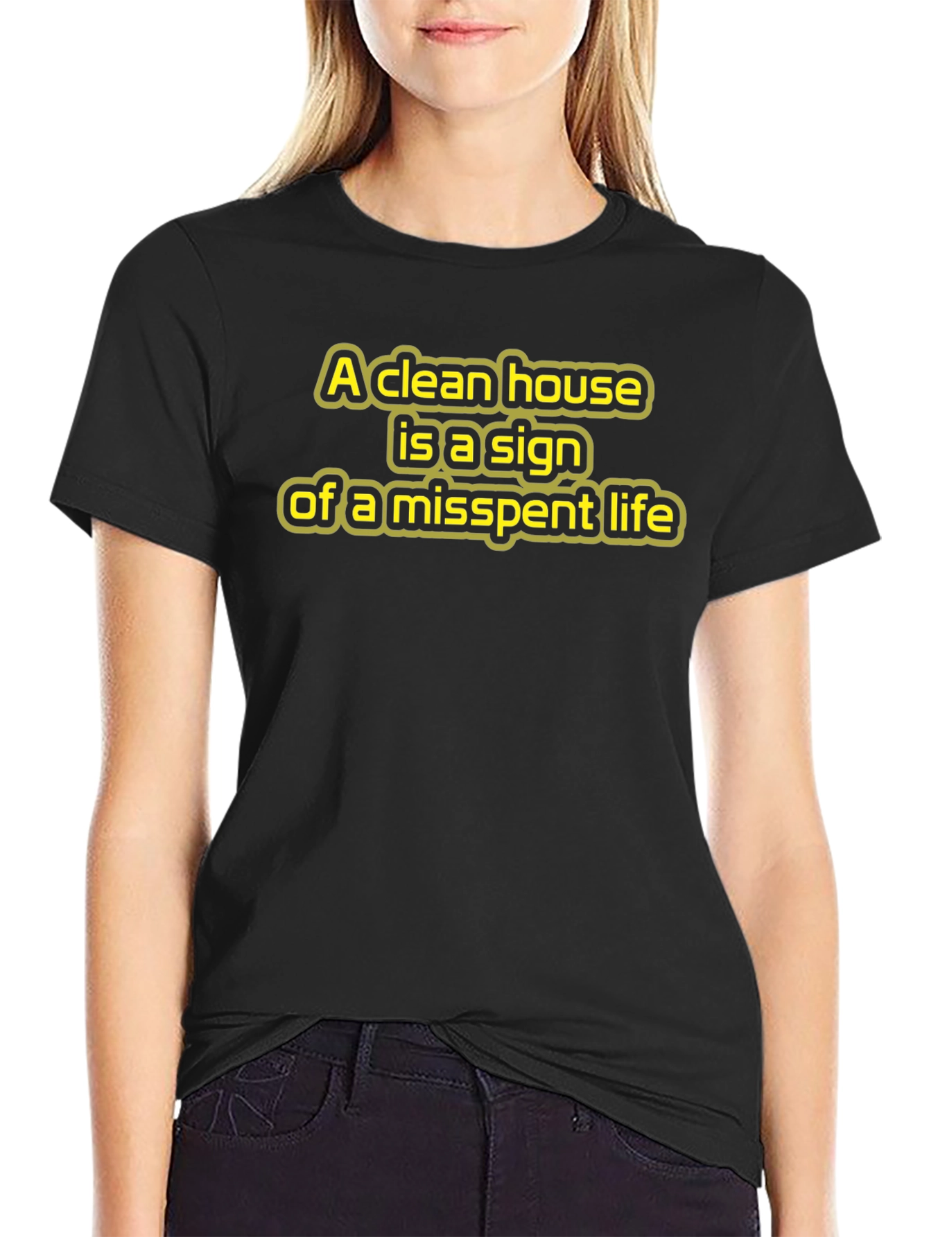 Funny Clean House Misspent Life Graphic T-Shirt