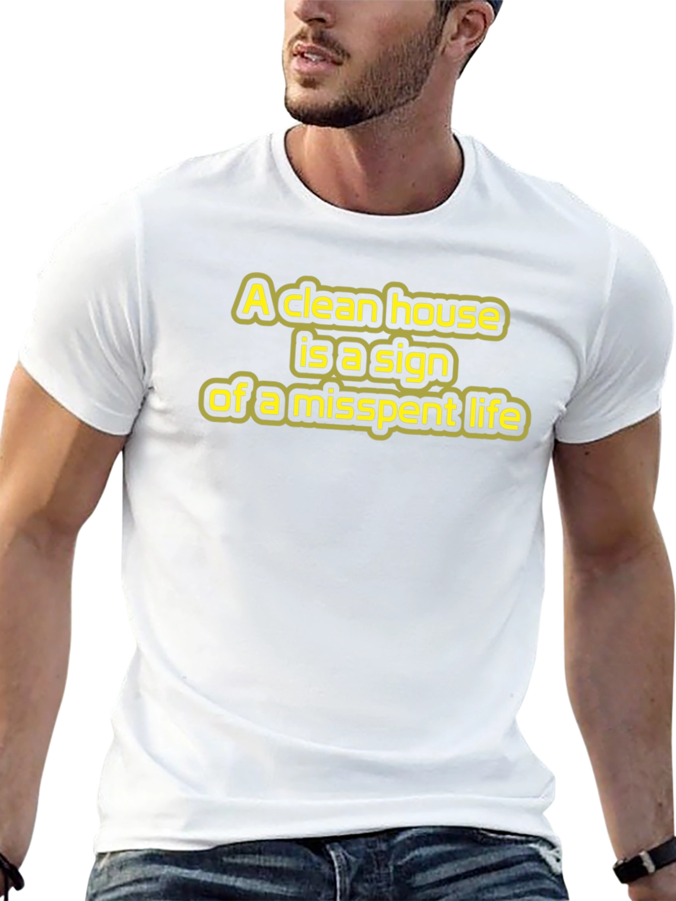 Funny Clean House Misspent Life Graphic T-Shirt