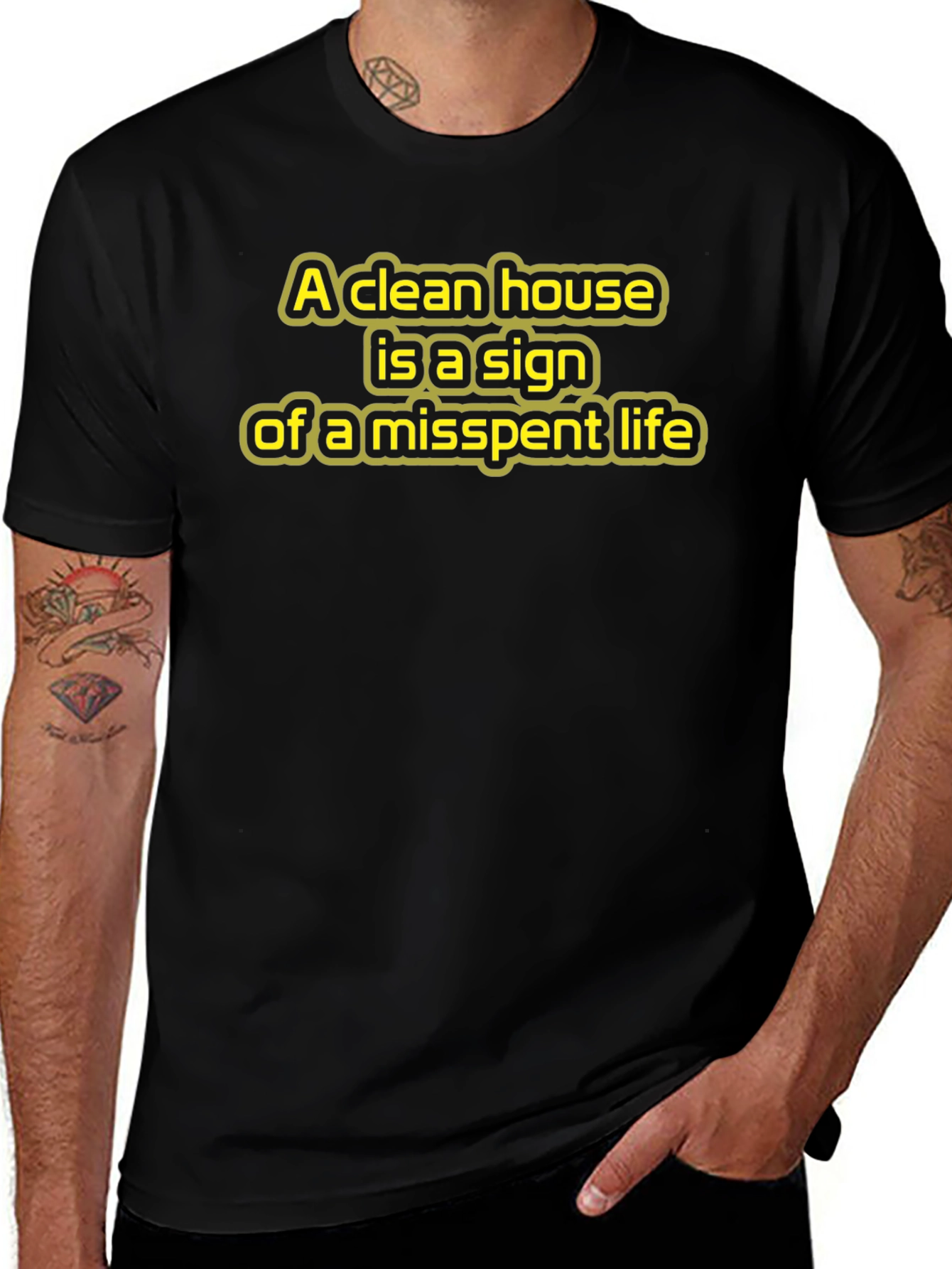 Funny Clean House Misspent Life Graphic T-Shirt
