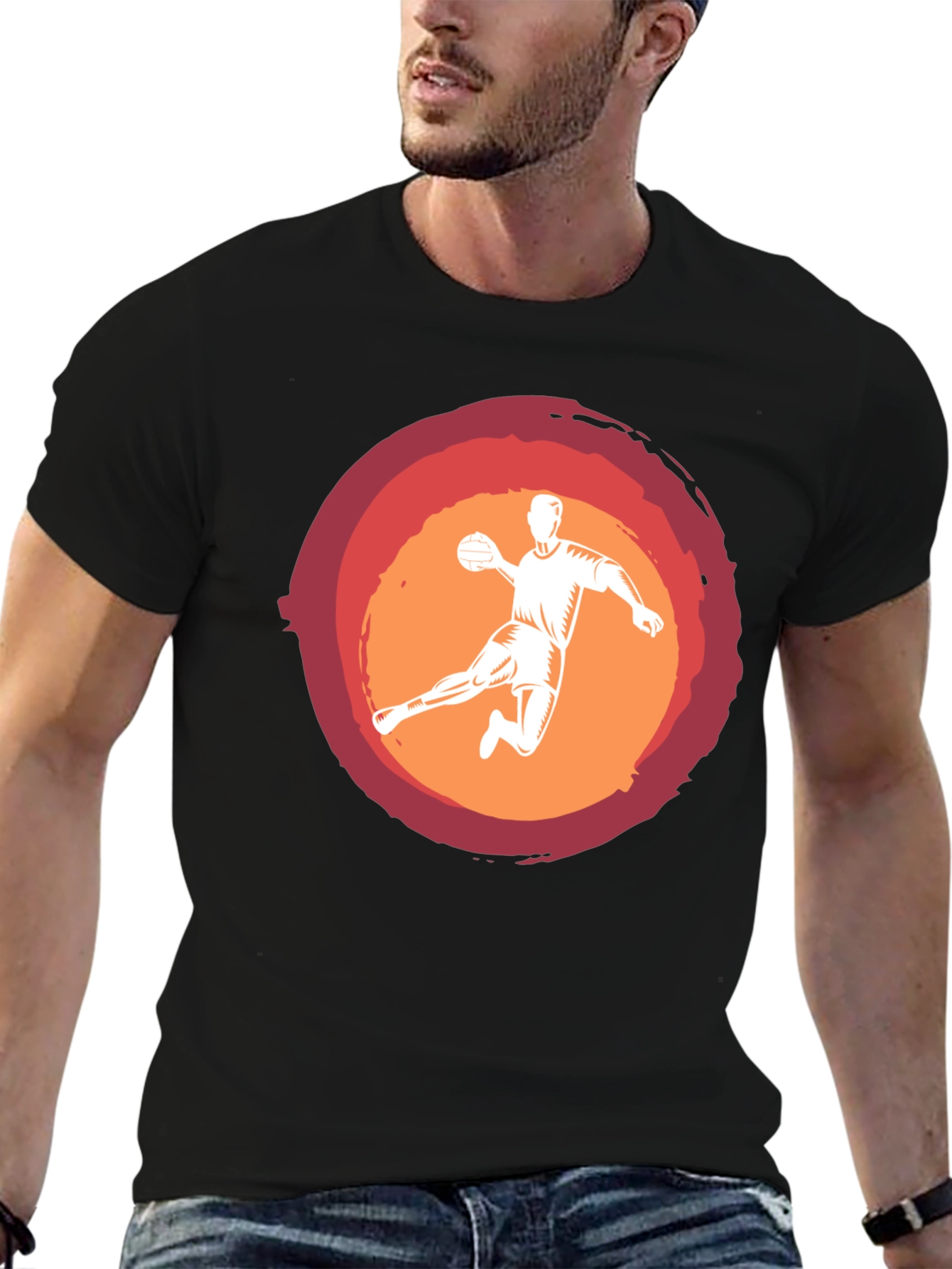 Handball Player Graphic Tee - Black