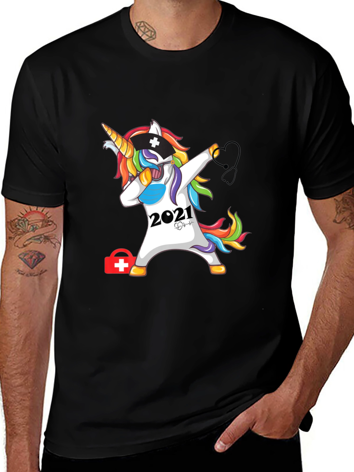 Nurse Unicorn Dabbing 2021 Graphic T-Shirt