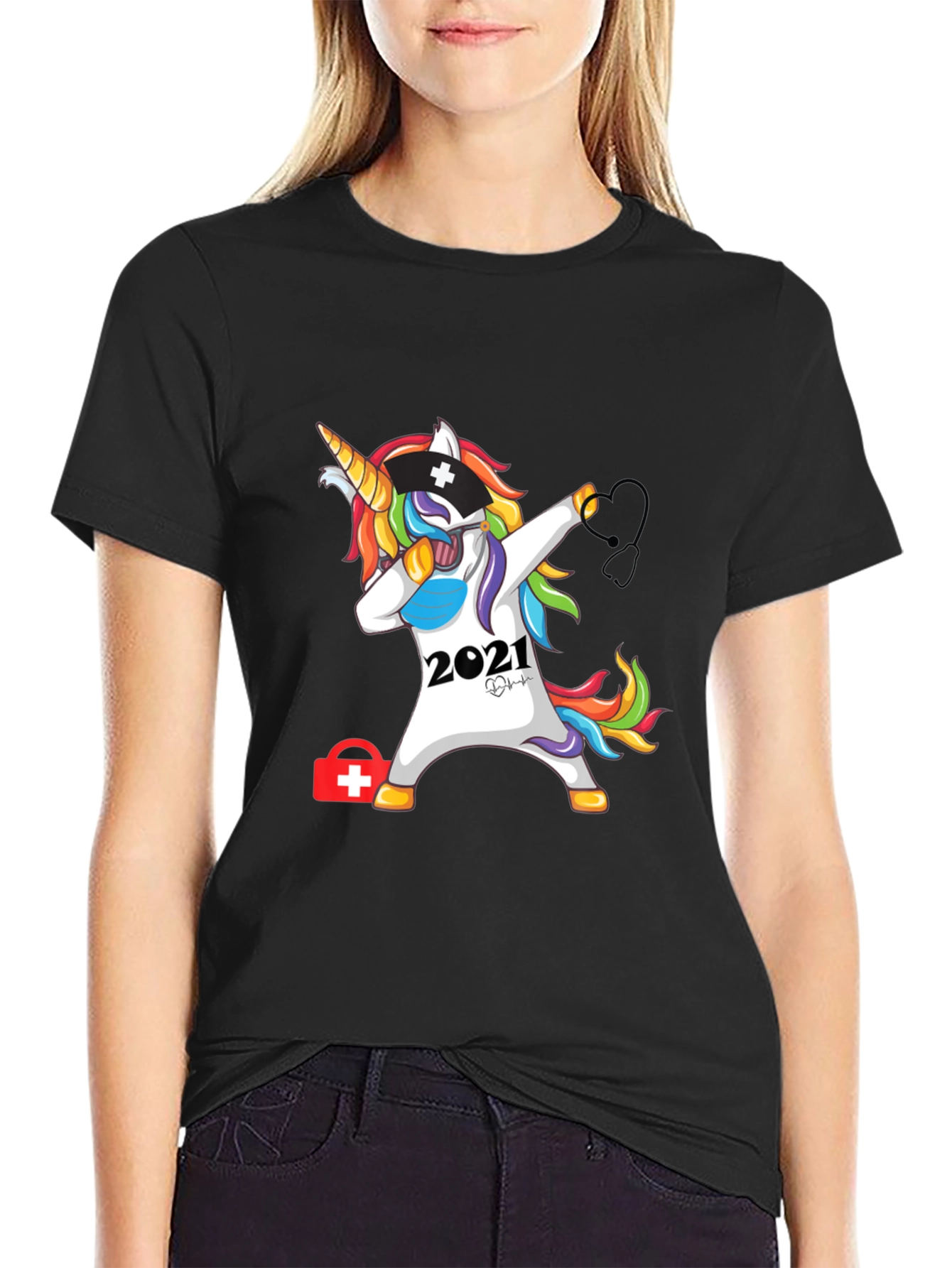 Nurse Unicorn Dabbing 2021 Graphic T-Shirt