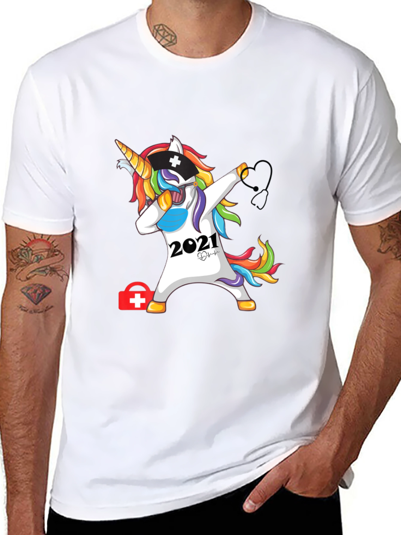 Nurse Unicorn Dabbing 2021 Graphic T-Shirt