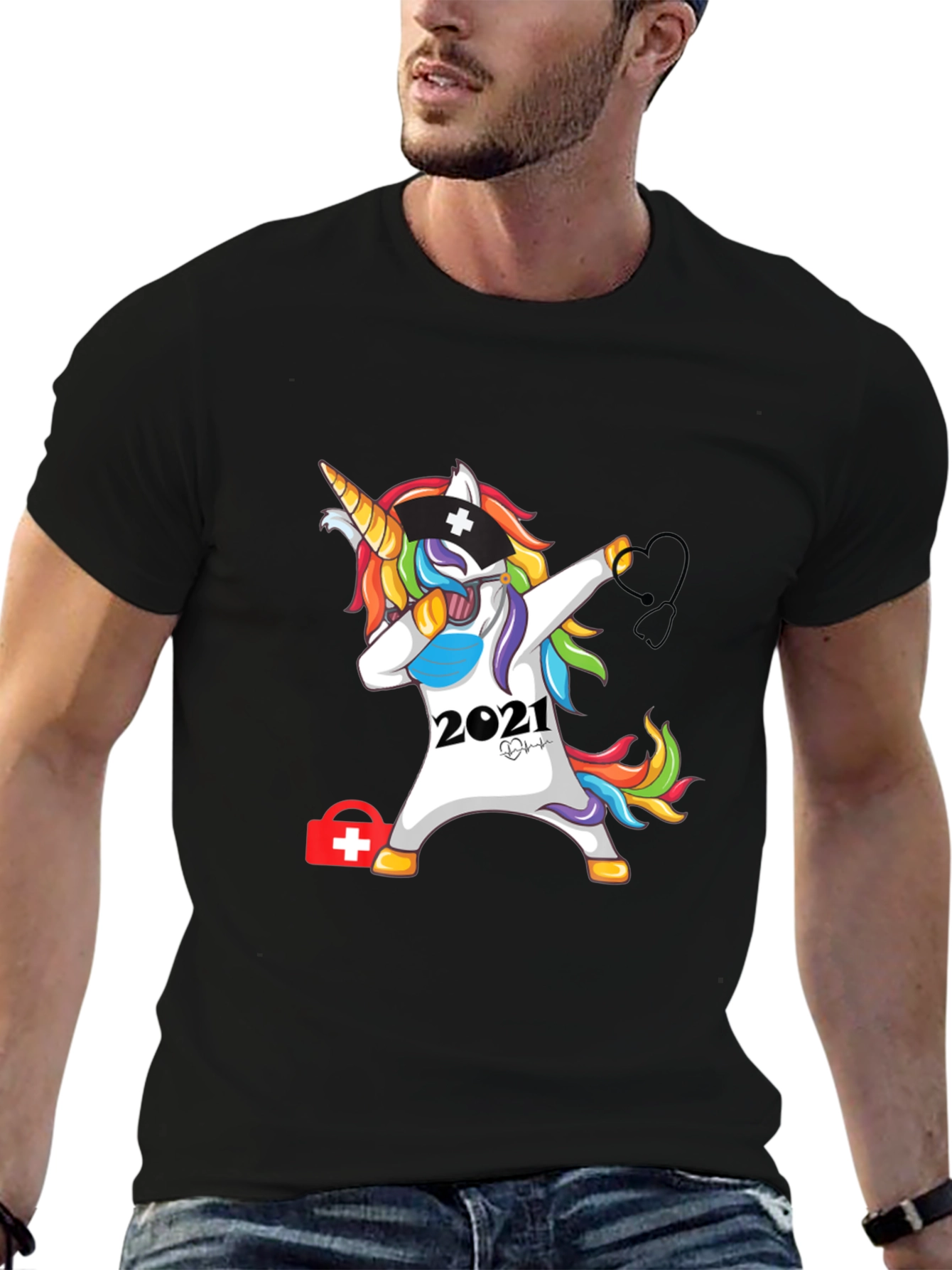 Nurse Unicorn Dabbing 2021 Graphic T-Shirt
