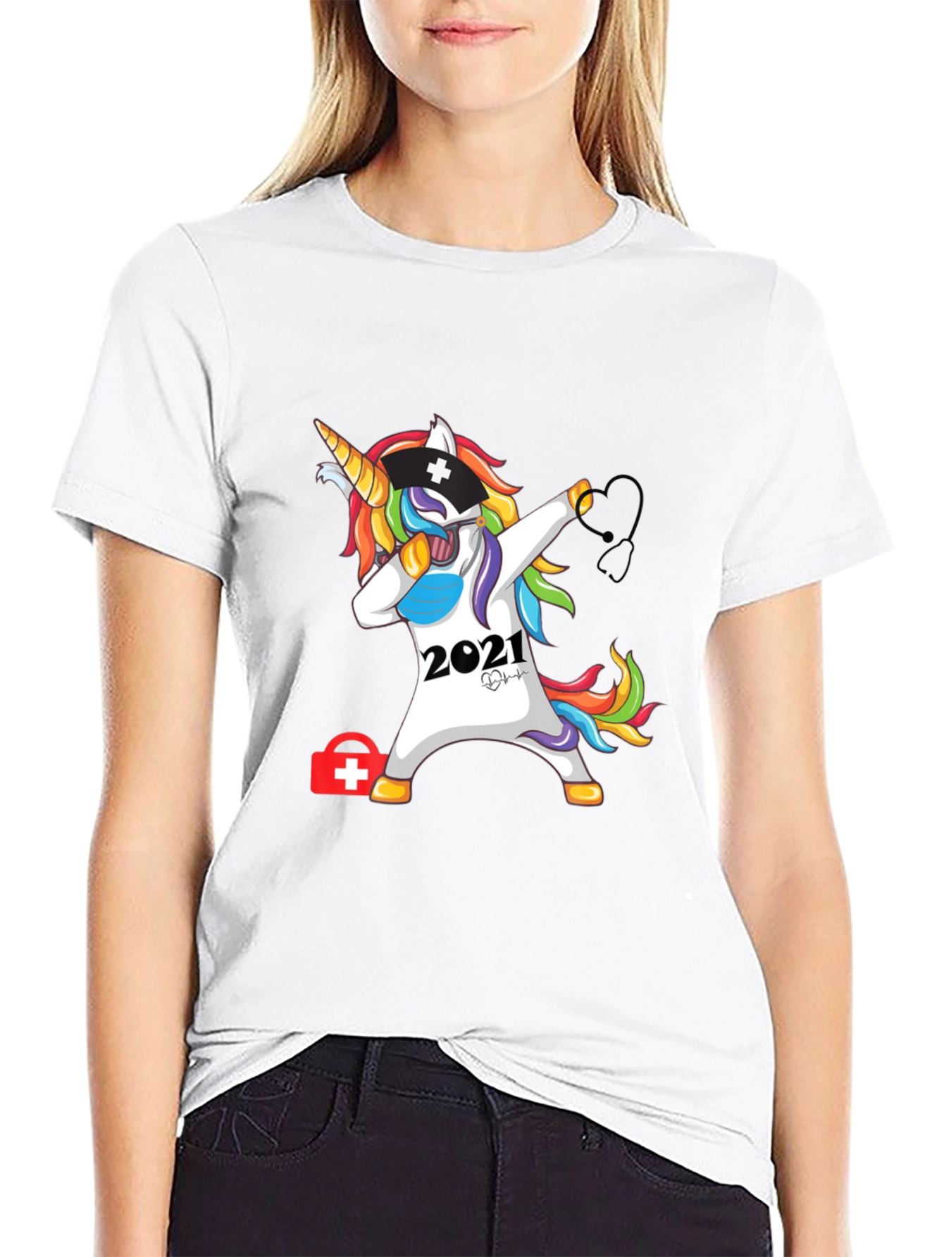 Nurse Unicorn Dabbing 2021 Graphic T-Shirt
