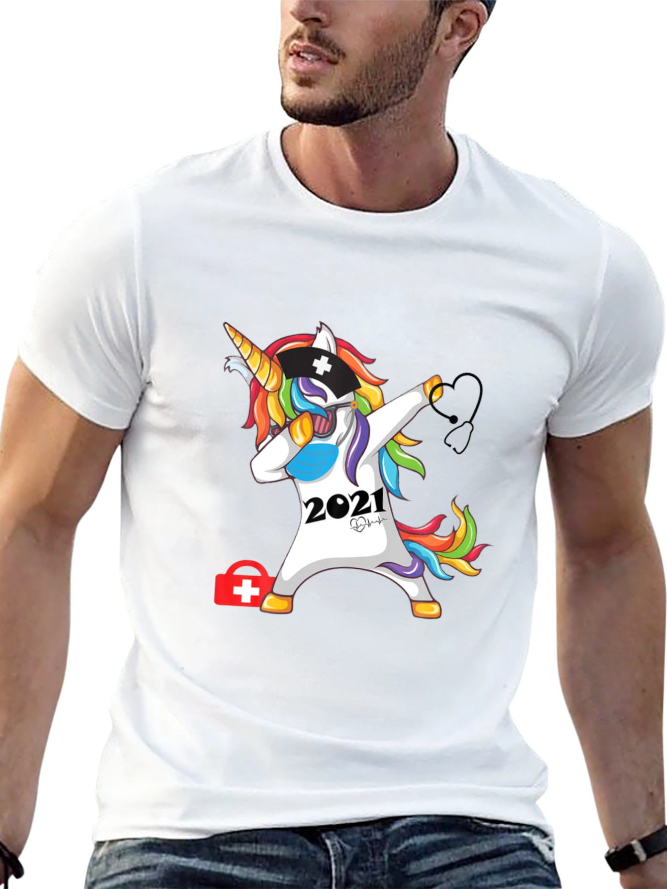 Nurse Unicorn Dabbing 2021 Graphic T-Shirt