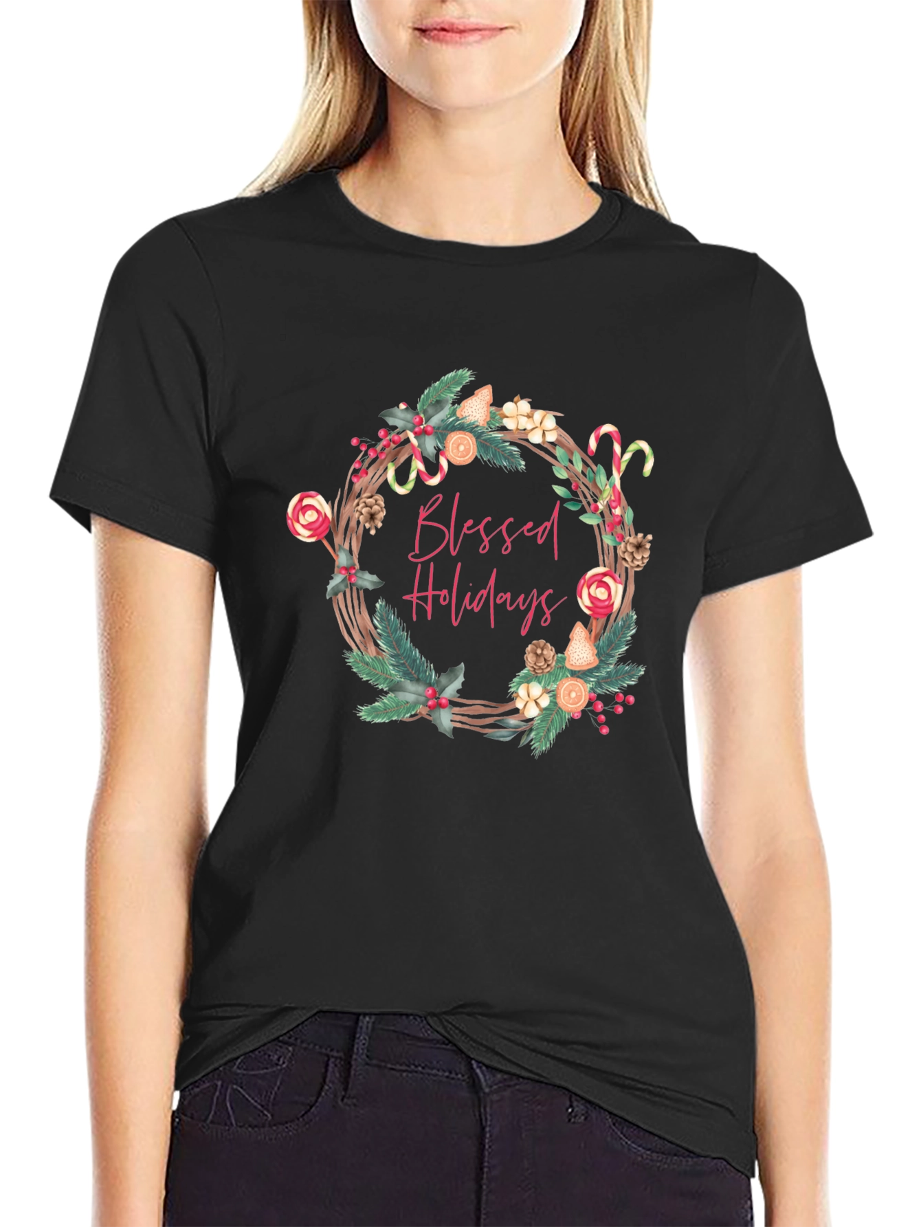 Blessed Holidays Graphic Tee - Festive Christmas T-Shirt