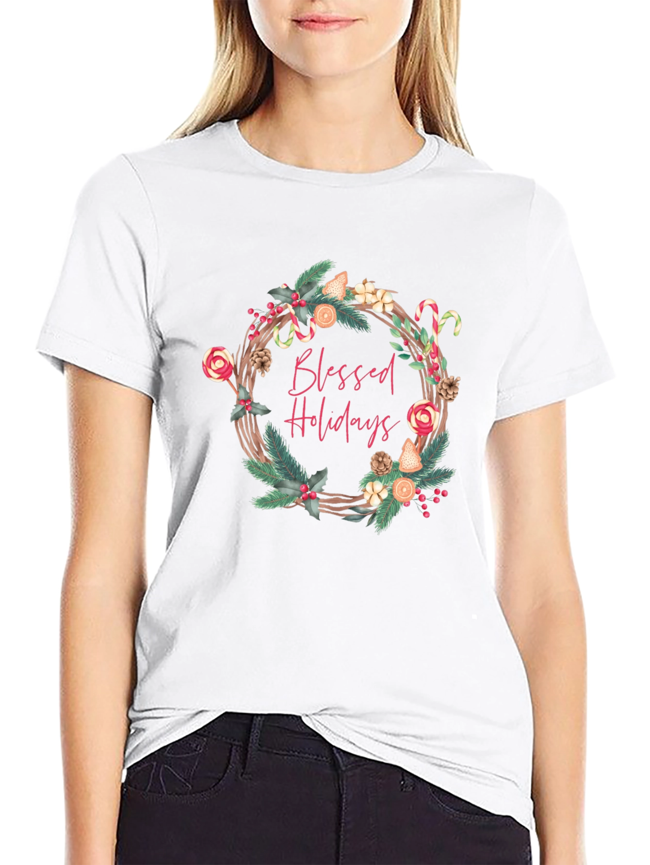 Blessed Holidays Graphic Tee - Festive Christmas T-Shirt