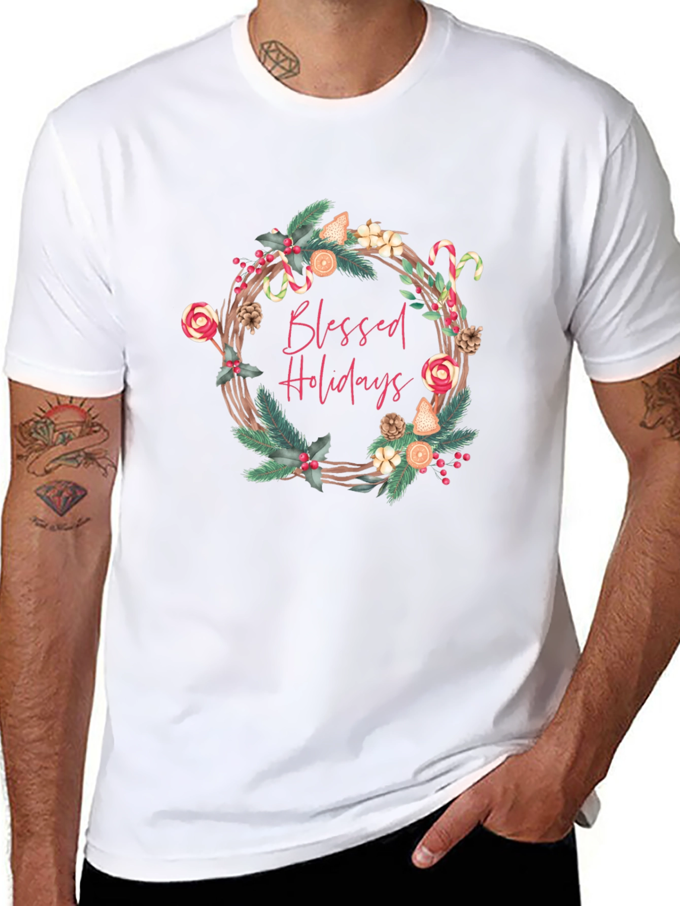 Blessed Holidays Graphic Tee - Festive Christmas T-Shirt