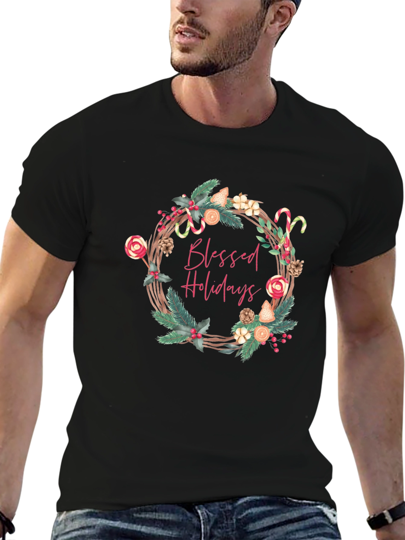 Blessed Holidays Graphic Tee - Festive Christmas T-Shirt