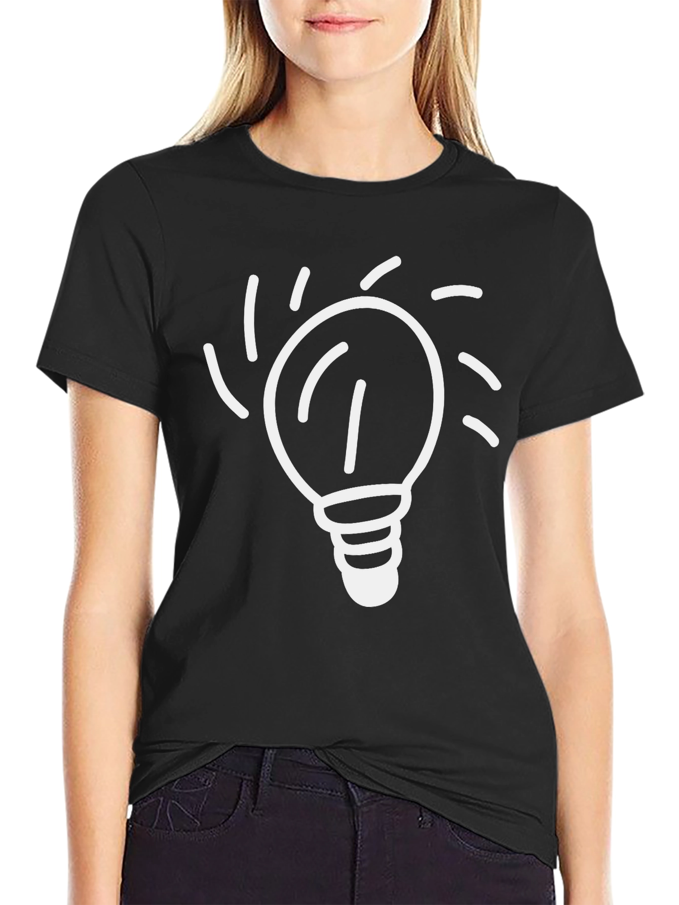 Idea Bulb Graphic Tee - Black Cotton T-Shirt