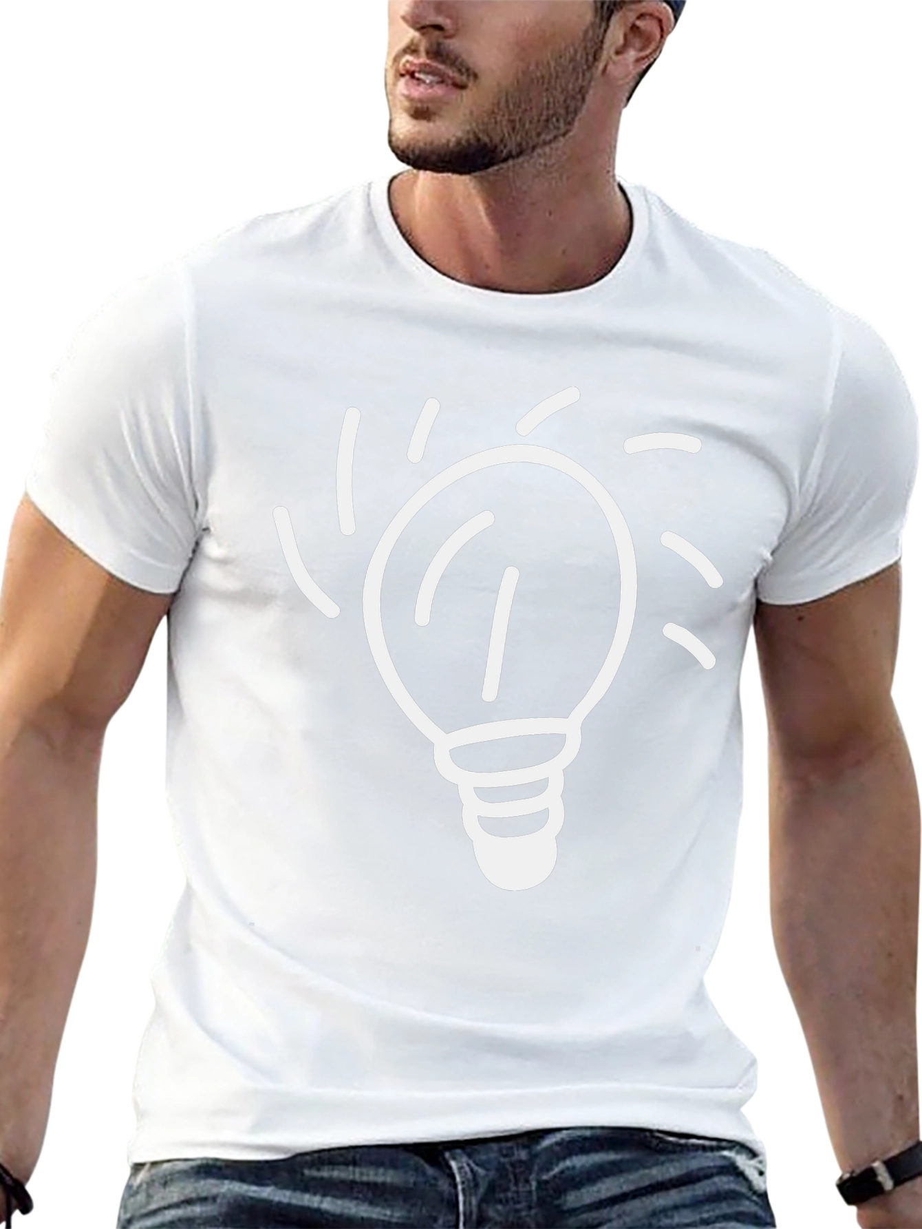 Idea Bulb Graphic Tee - Black Cotton T-Shirt