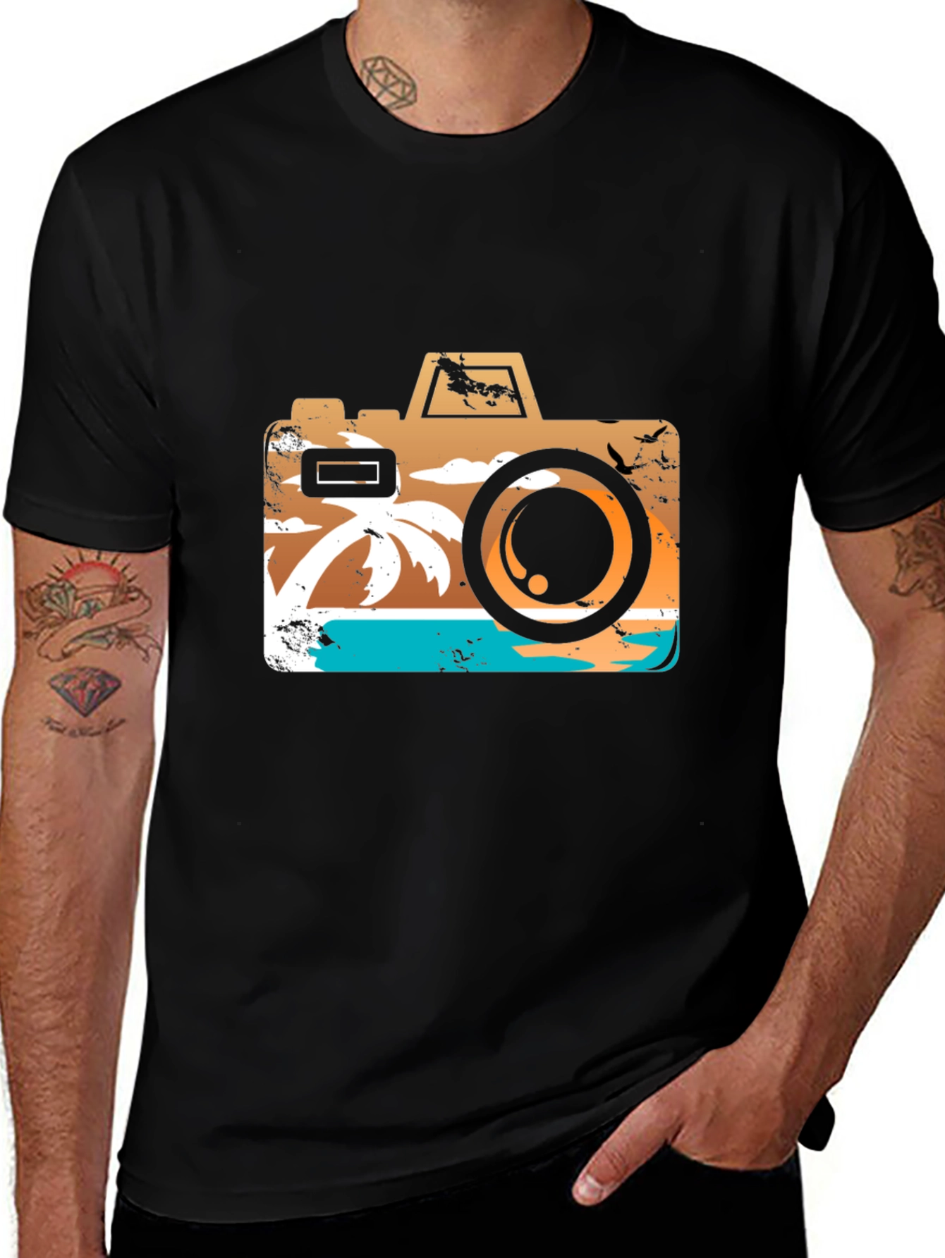 Tropical Camera Graphic T-Shirt - Summer Vibes!