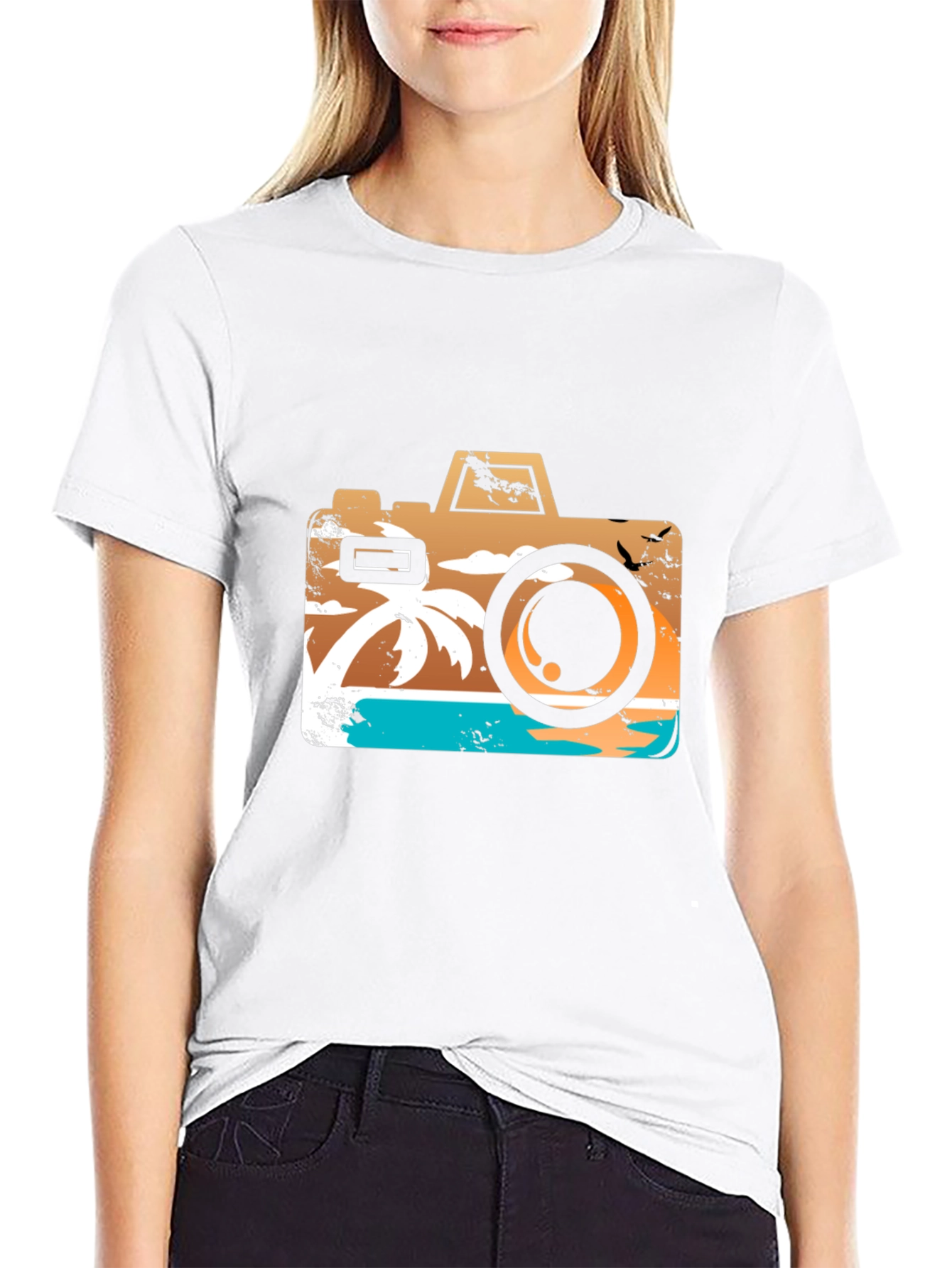 Tropical Camera Graphic T-Shirt - Summer Vibes!