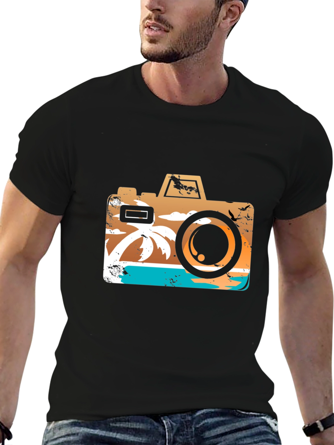 Tropical Camera Graphic T-Shirt - Summer Vibes!