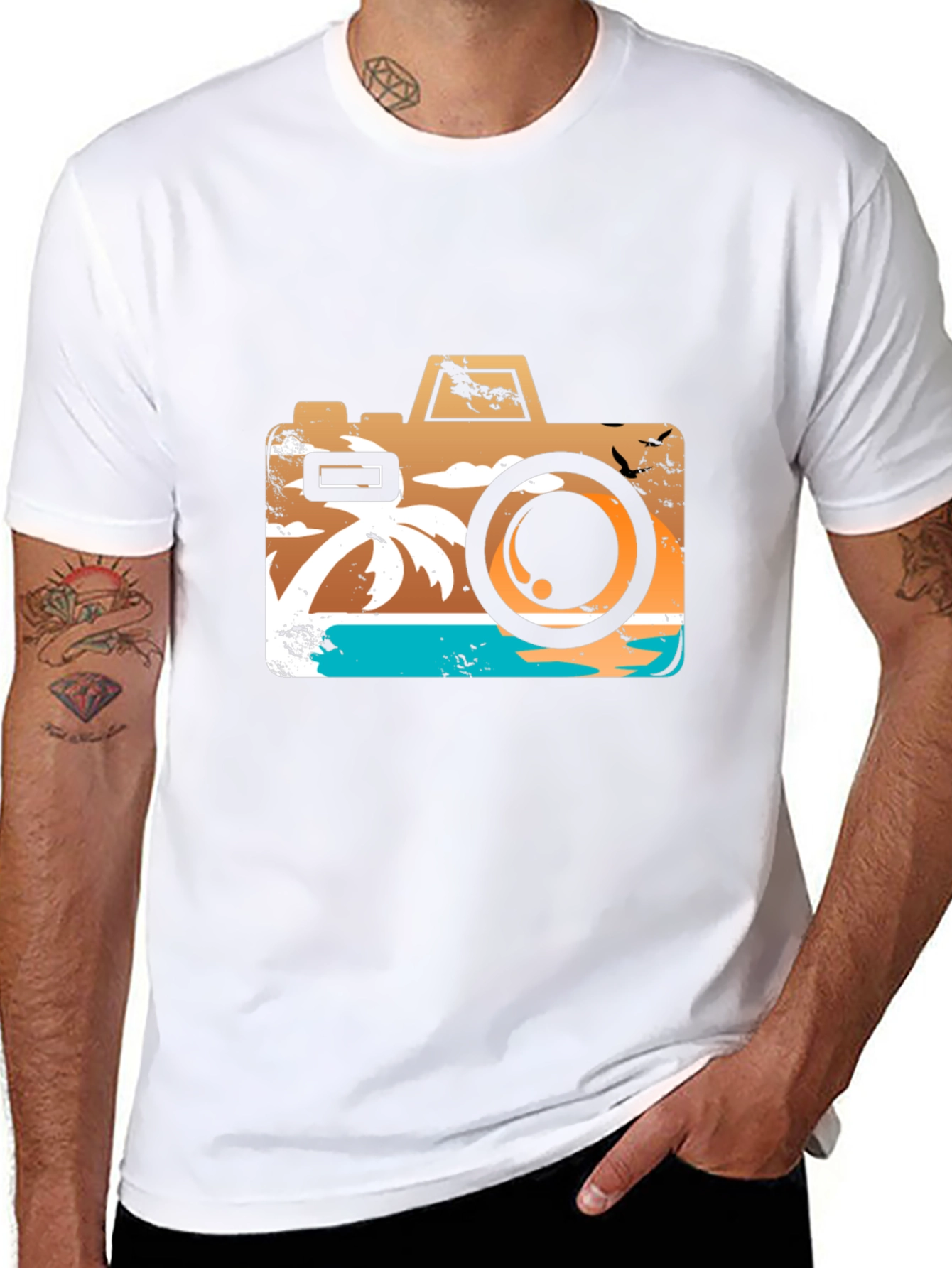 Tropical Camera Graphic T-Shirt - Summer Vibes!