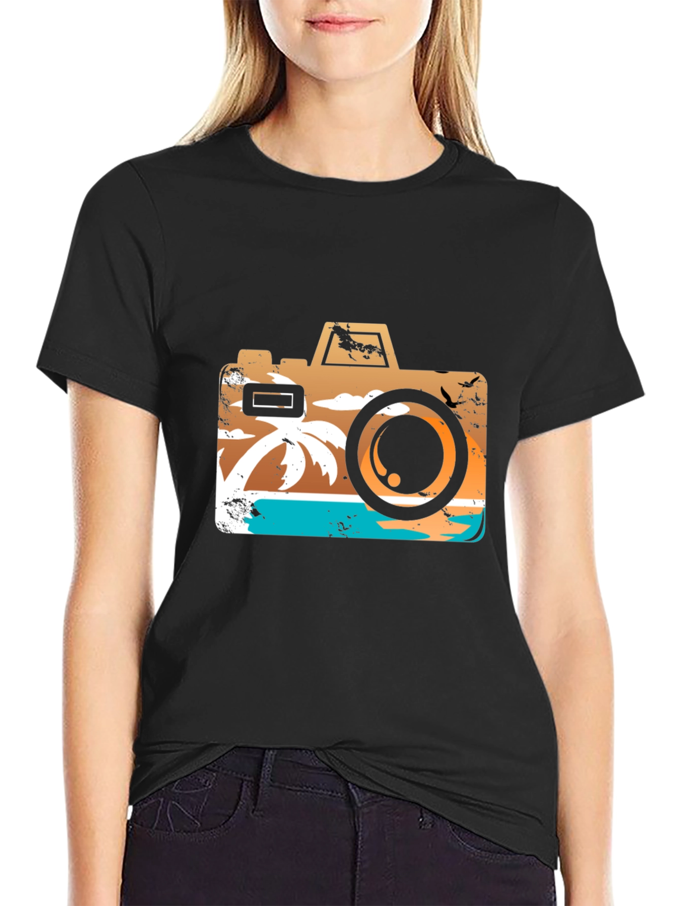 Tropical Camera Graphic T-Shirt - Summer Vibes!