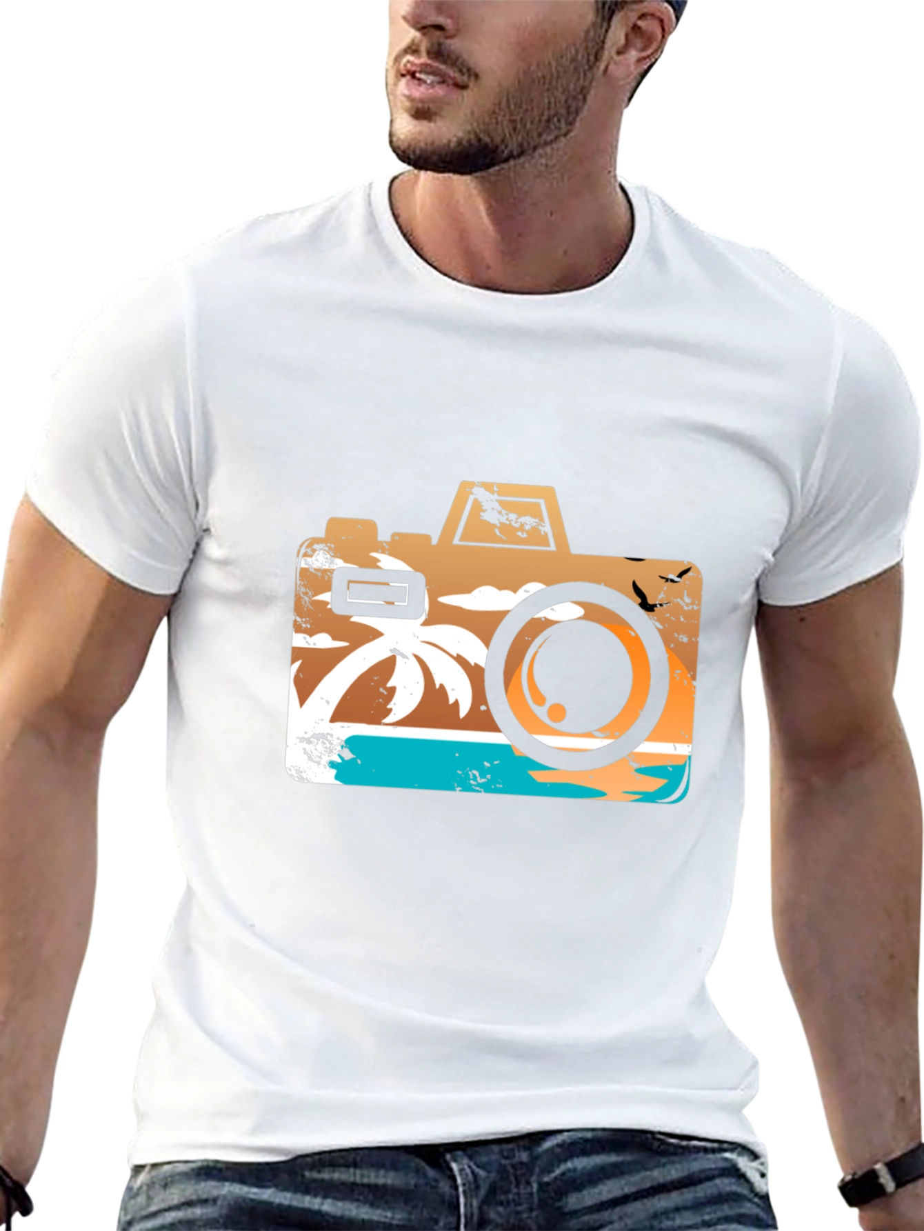 Tropical Camera Graphic T-Shirt - Summer Vibes!
