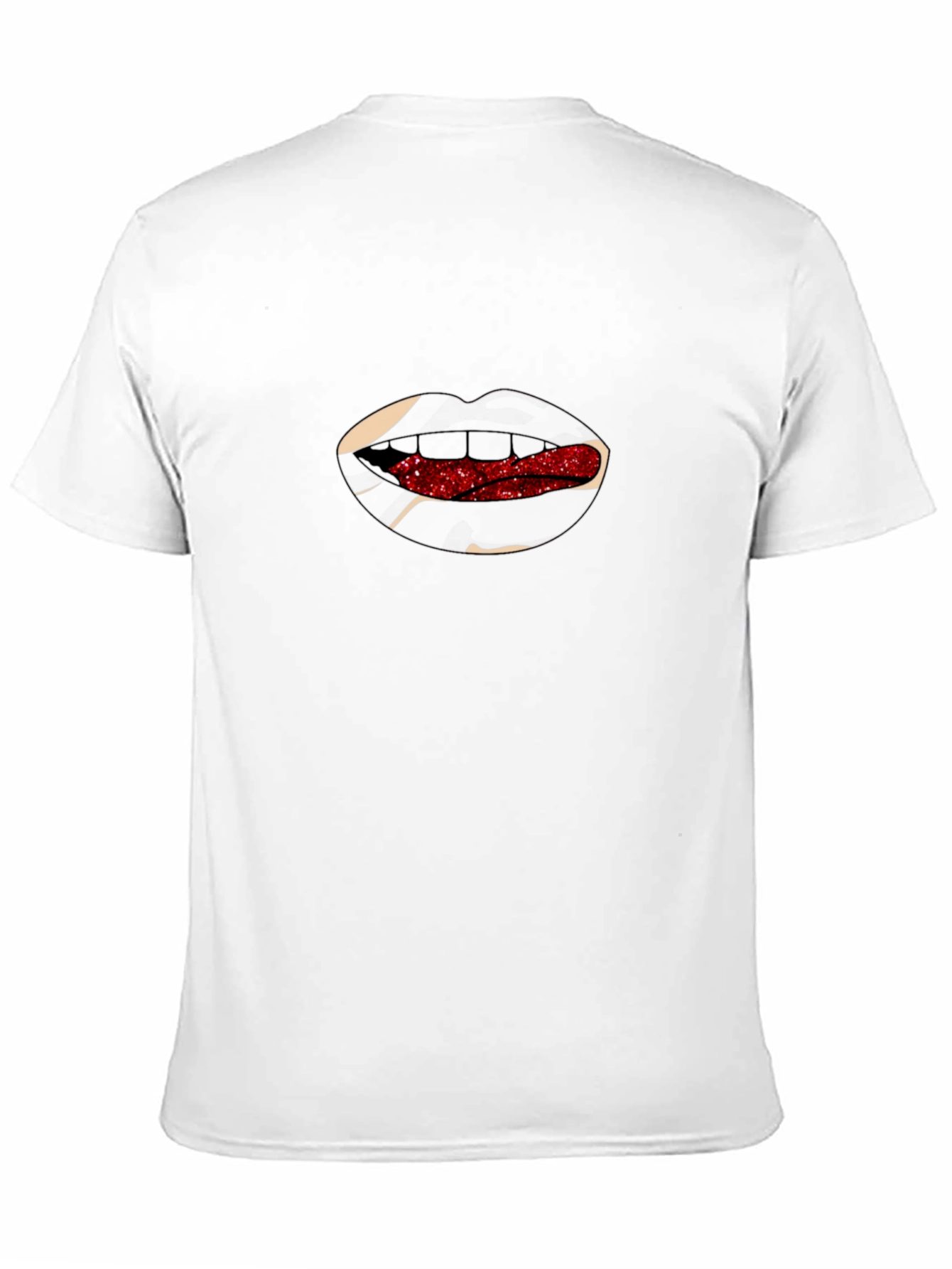 Lips T-Shirt - Black with Red Glitter Tongue Graphic