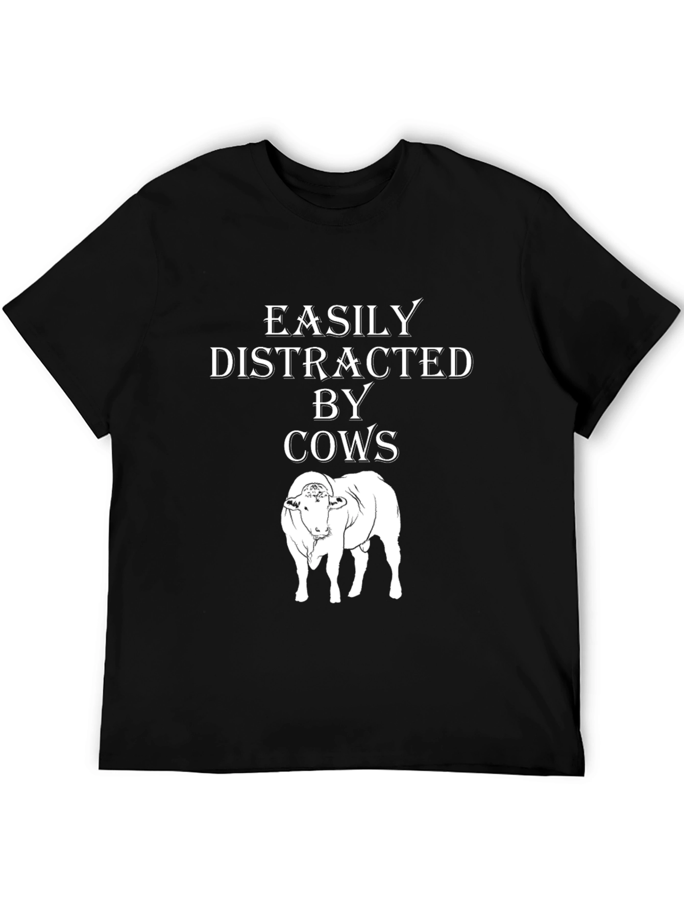 Easily Distracted By Cows Black T-Shirt