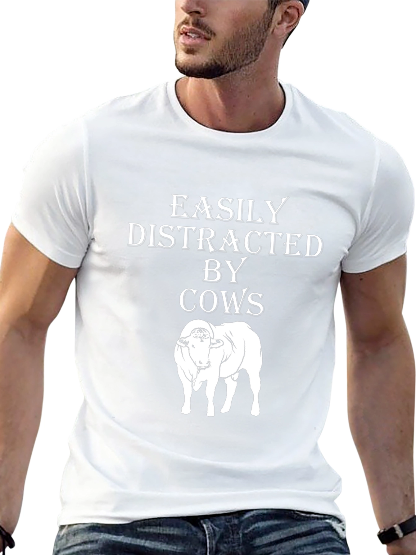 Easily Distracted By Cows Black T-Shirt
