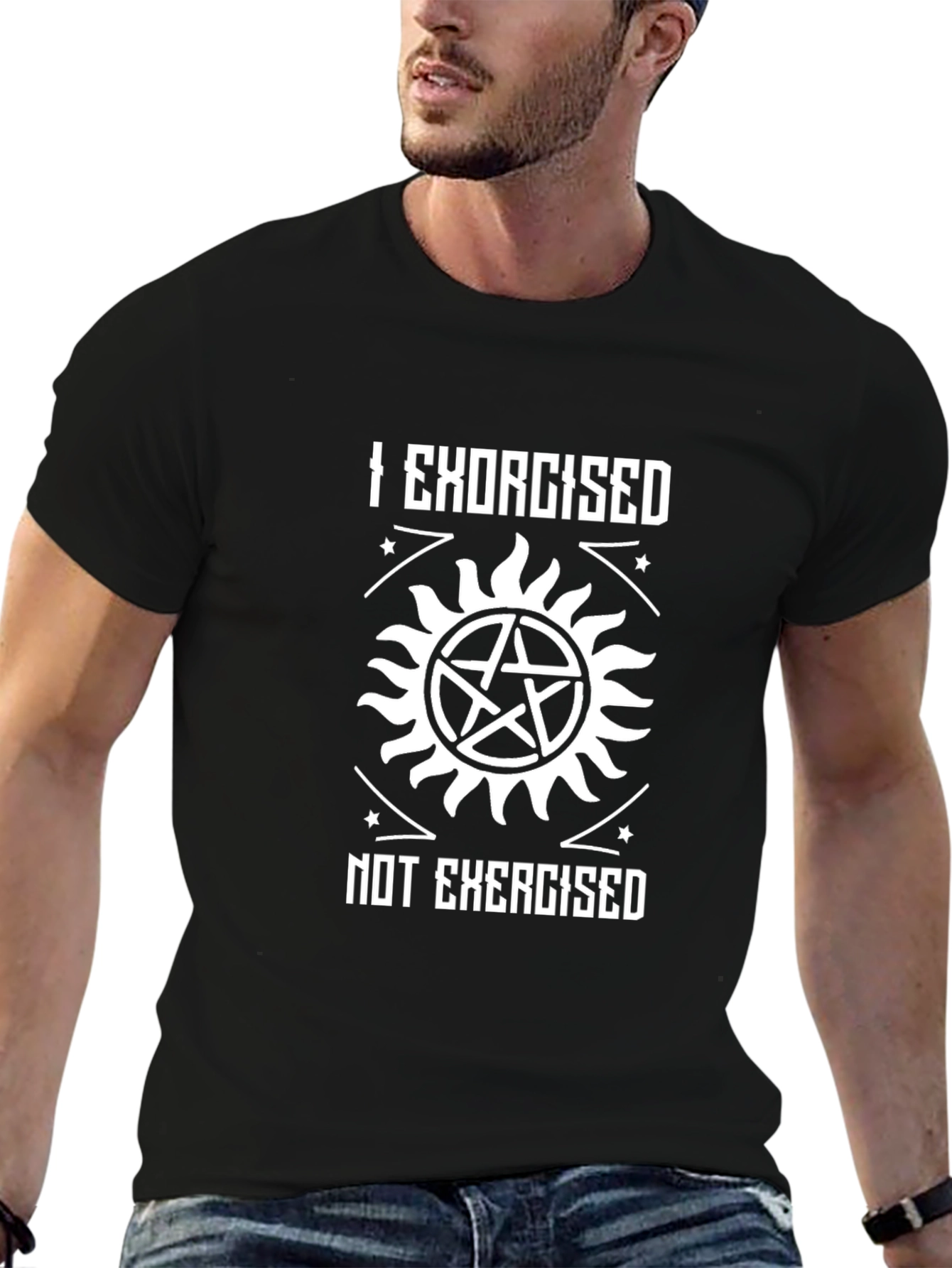 I Exorcised Not Exercised Black Graphic T-Shirt