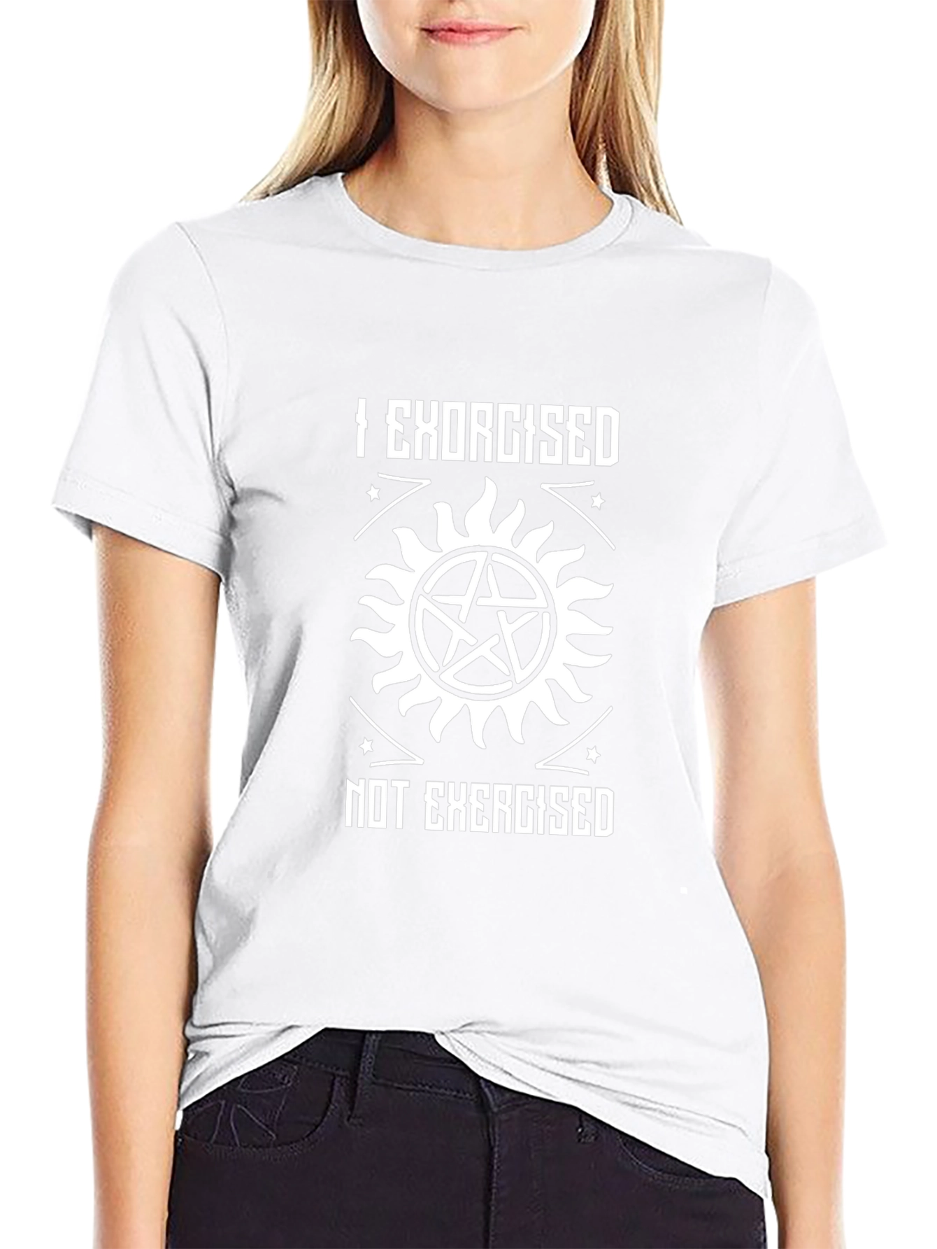 I Exorcised Not Exercised Black Graphic T-Shirt
