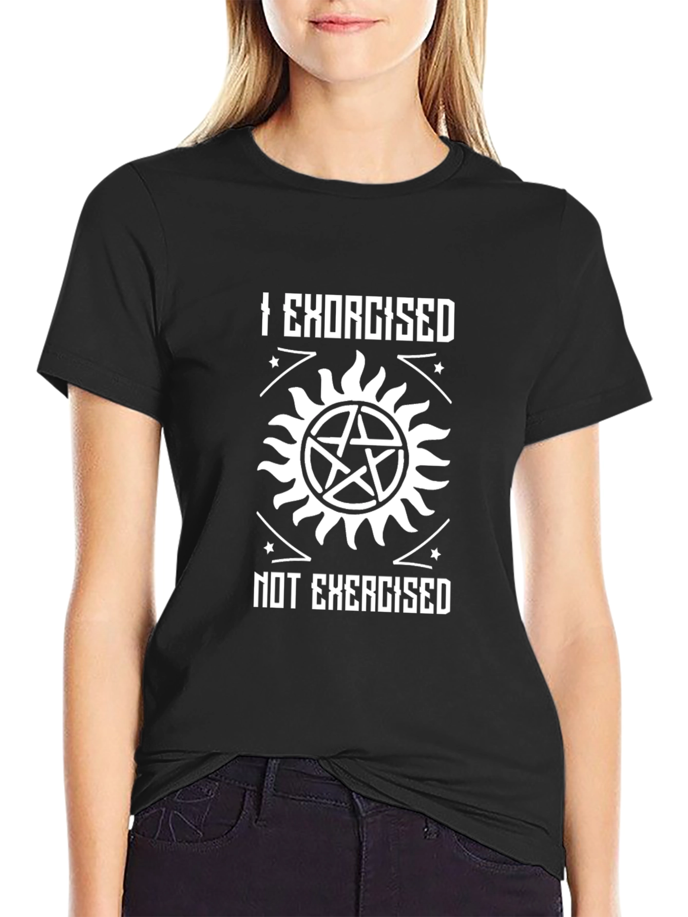 I Exorcised Not Exercised Black Graphic T-Shirt