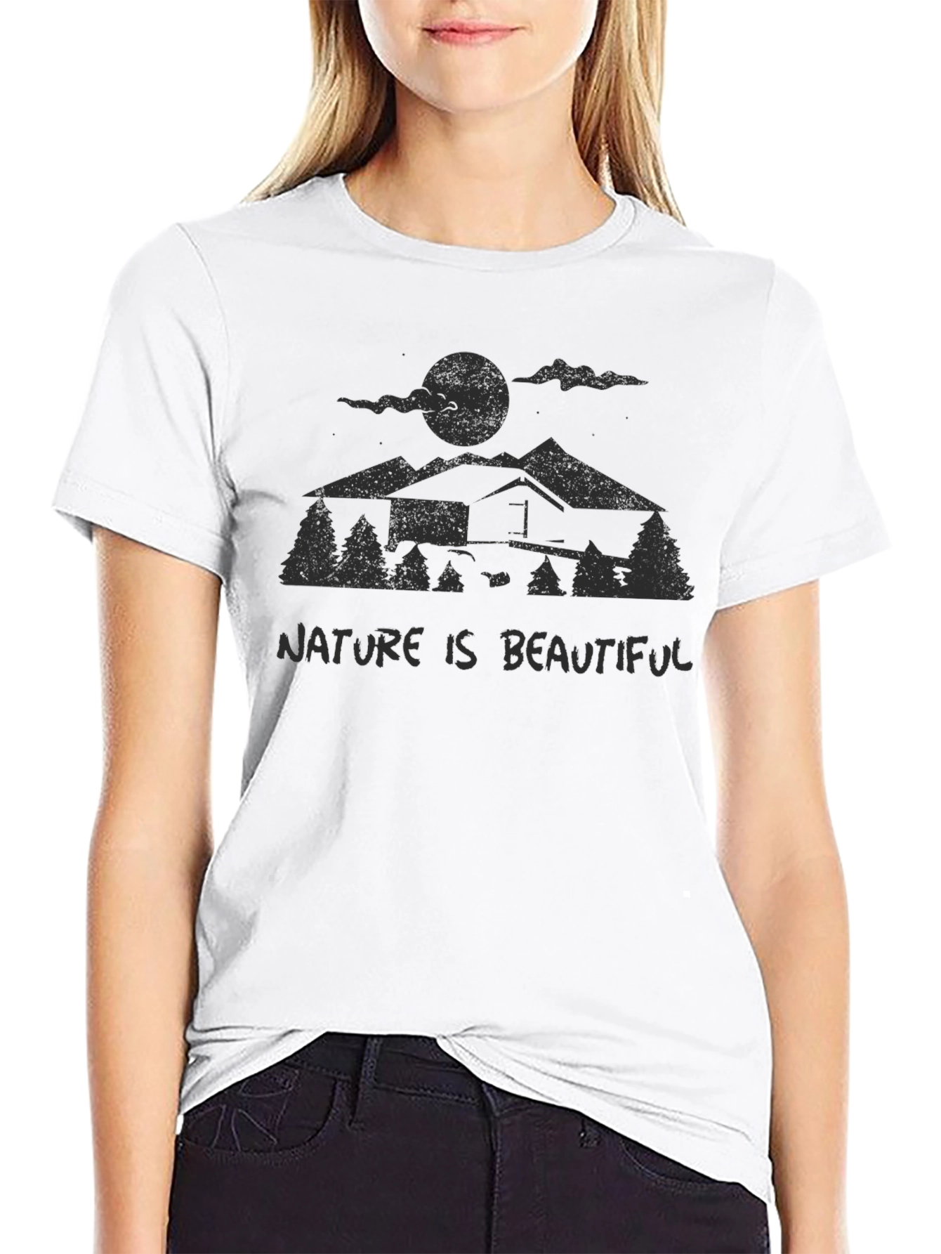 Nature is Beautiful Graphic Tee - Mens Black T-Shirt
