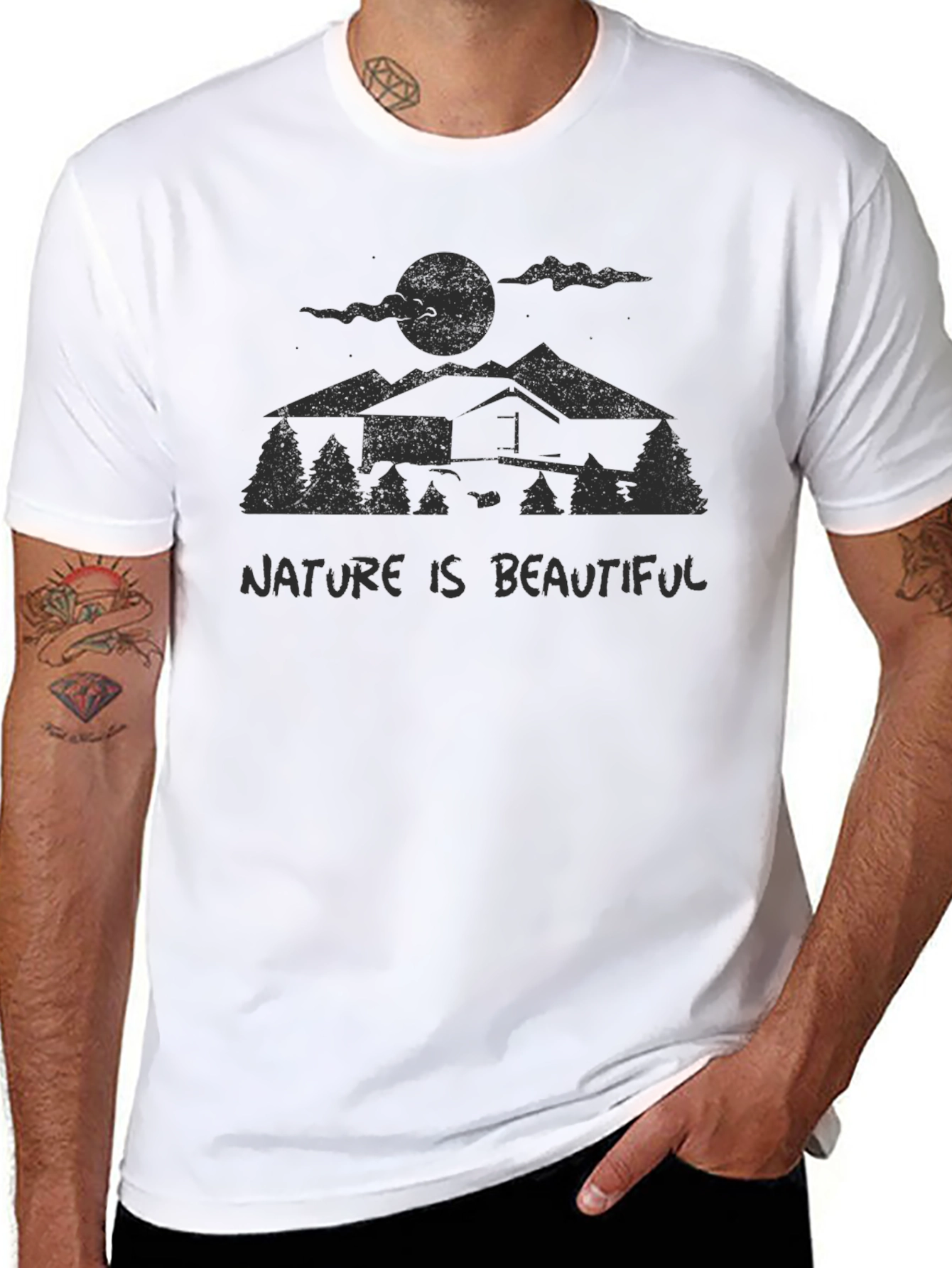 Nature is Beautiful Graphic Tee - Mens Black T-Shirt