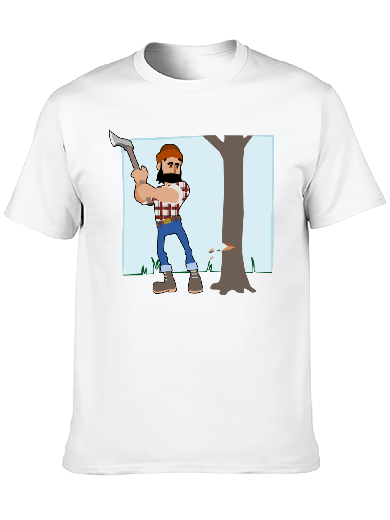 Cartoon Lumberjack Graphic T-Shirt - Black