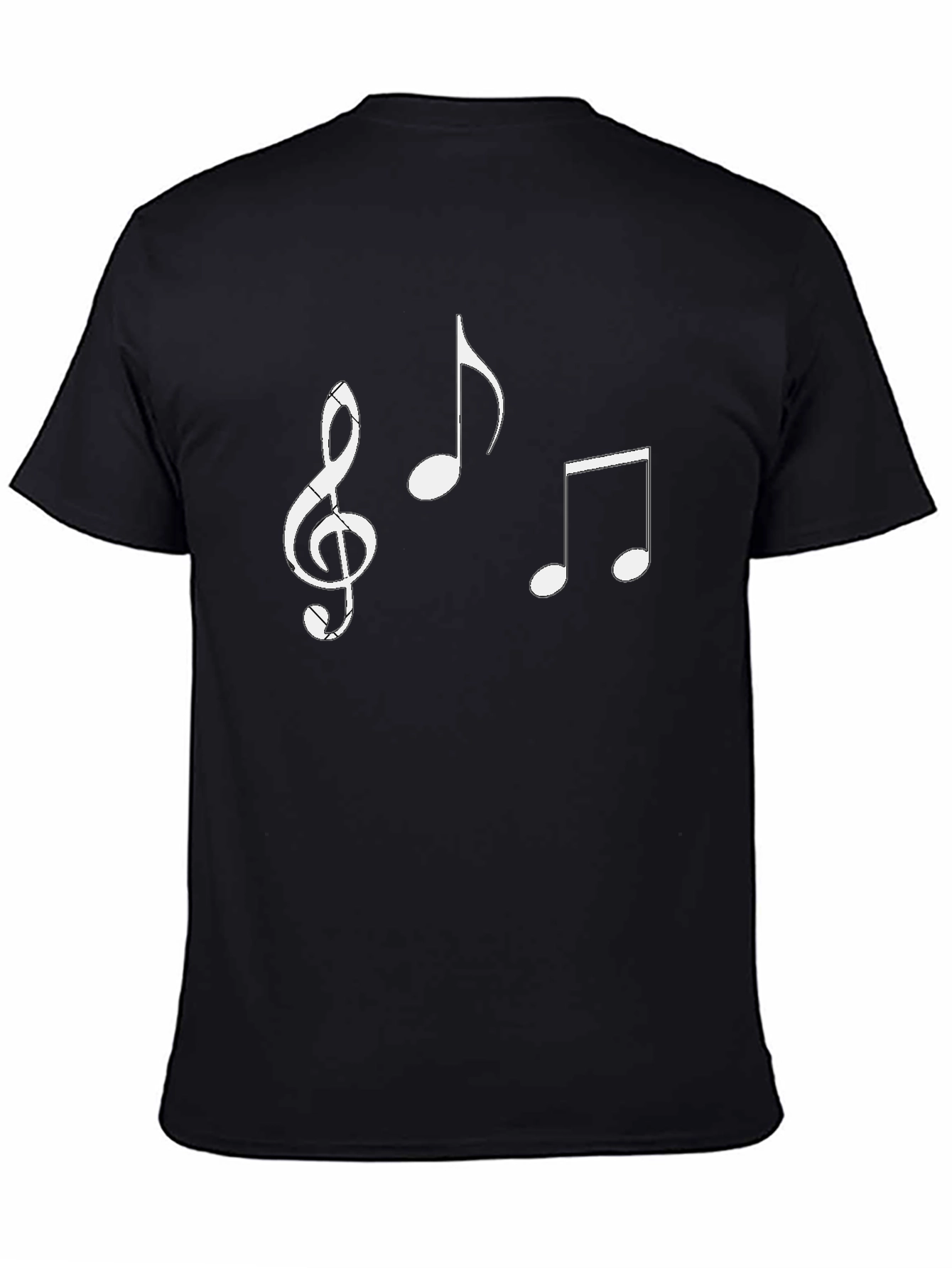 Musical Notes Graphic Tee - Black Cotton Casual Shirt