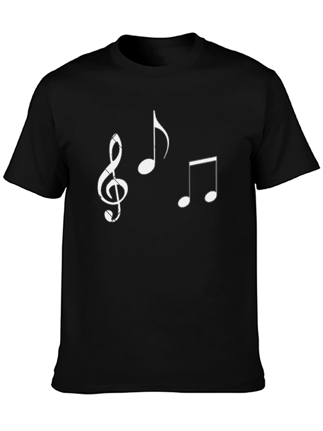 Musical Notes Graphic Tee - Black Cotton Casual Shirt