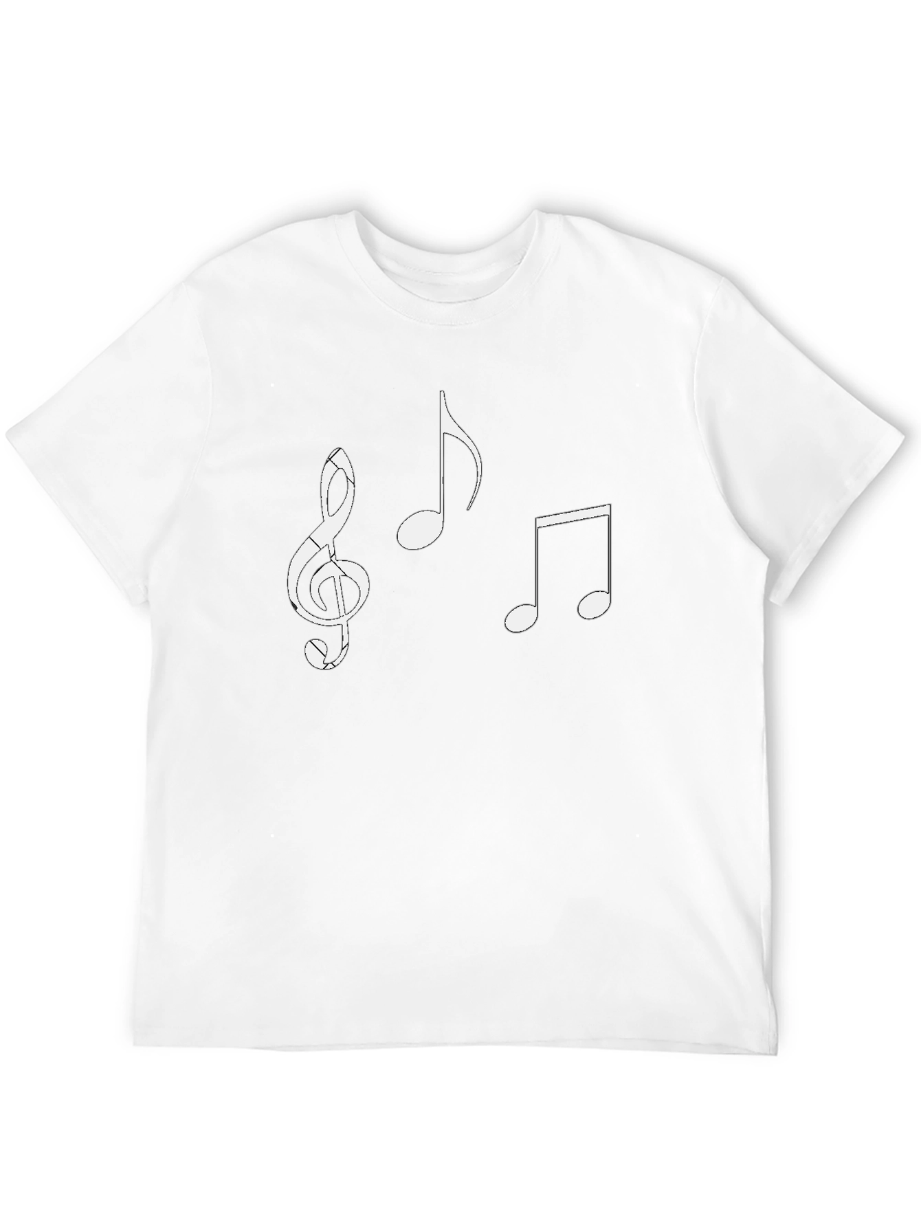 Musical Notes Graphic Tee - Black Cotton Casual Shirt