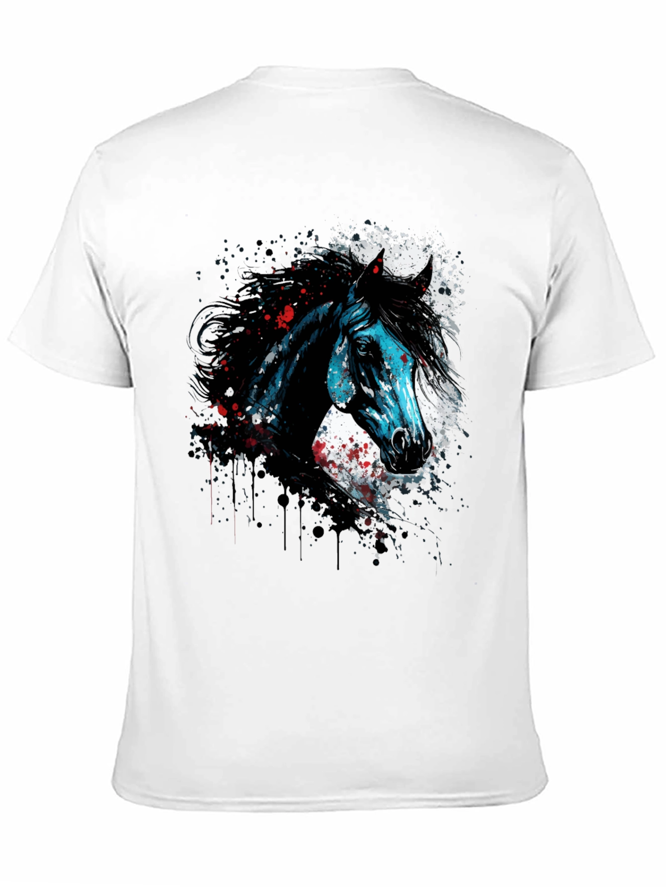 Horse Graphic Print T-Shirt Mens Black Tee