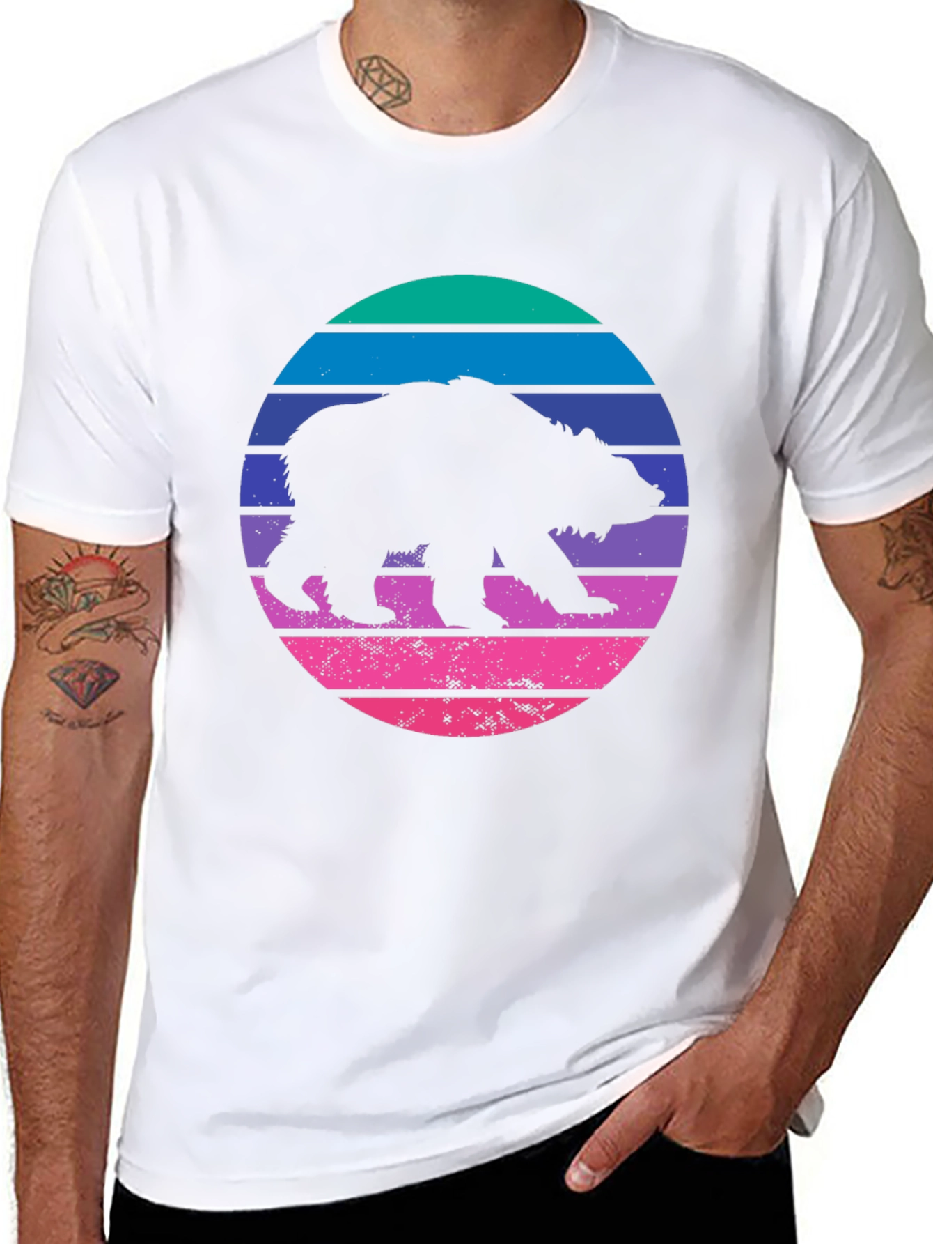 Retro Bear Graphic Tee - Cool Black T-Shirt