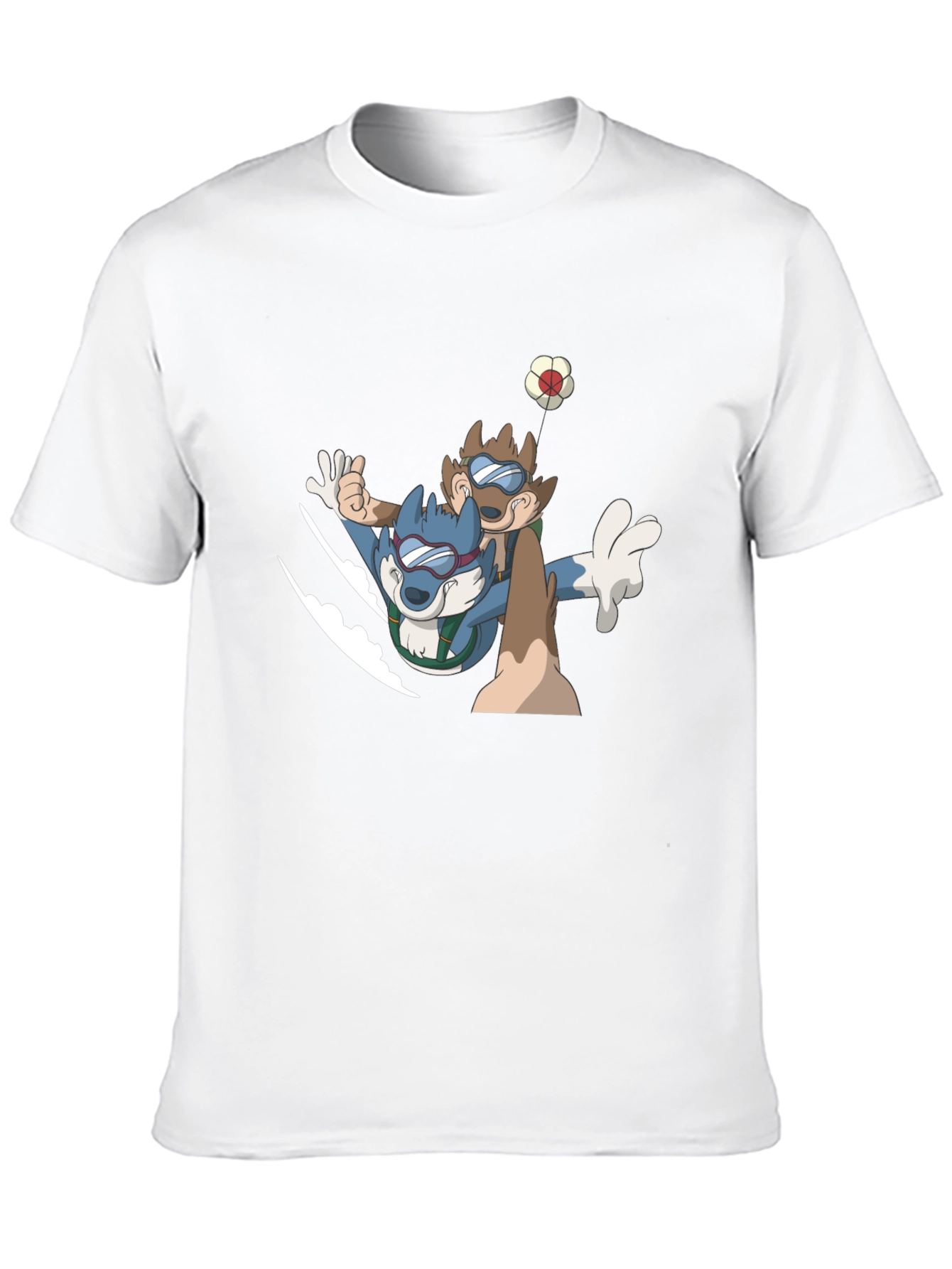 Cartoon Animal Skydive Black Tee