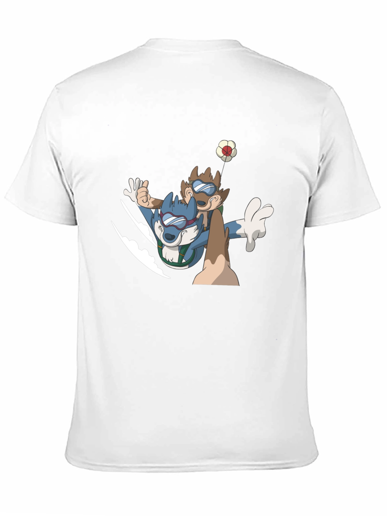 Cartoon Animal Skydive Black Tee
