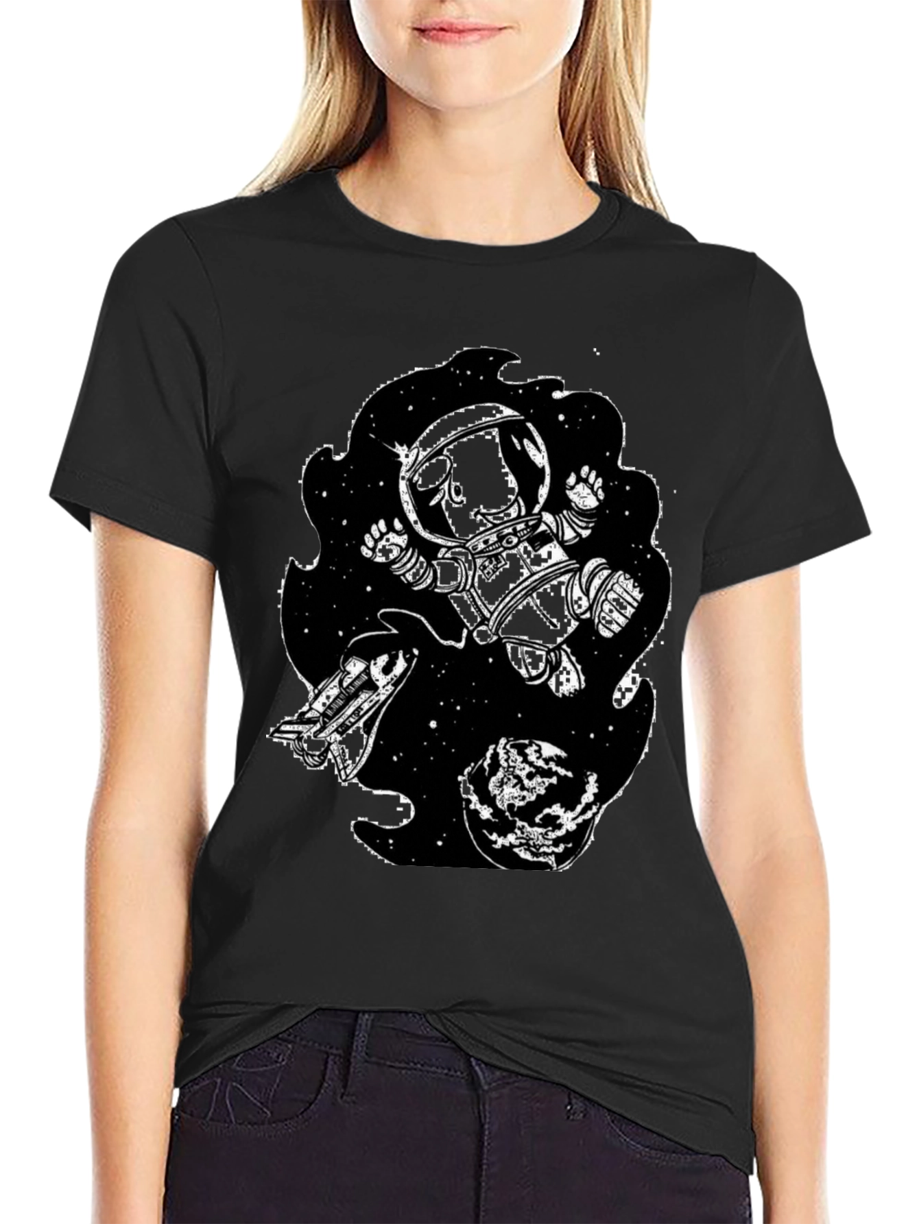 Astronaut in Space Graphic Tee - Black
