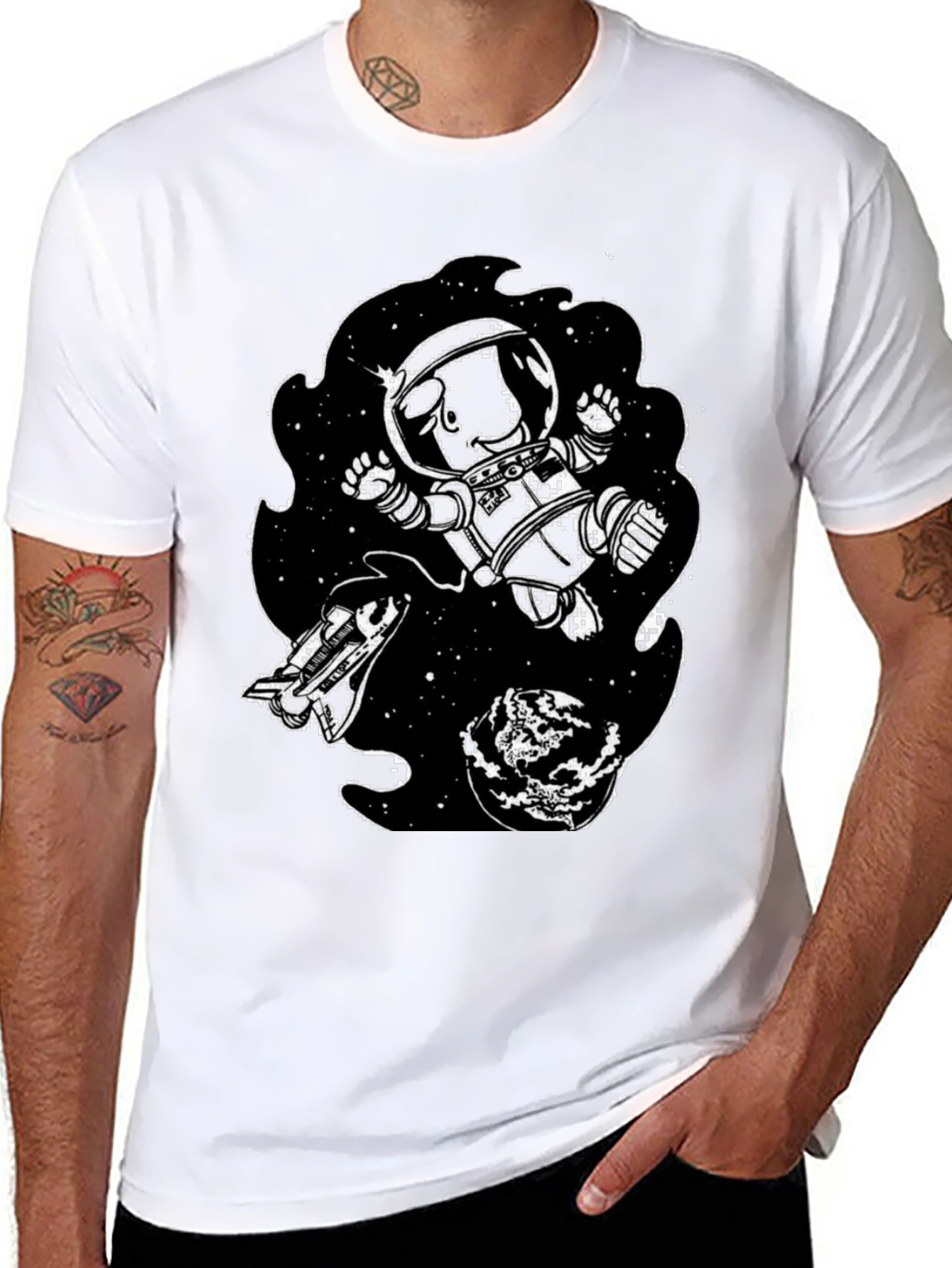 Astronaut in Space Graphic Tee - Black