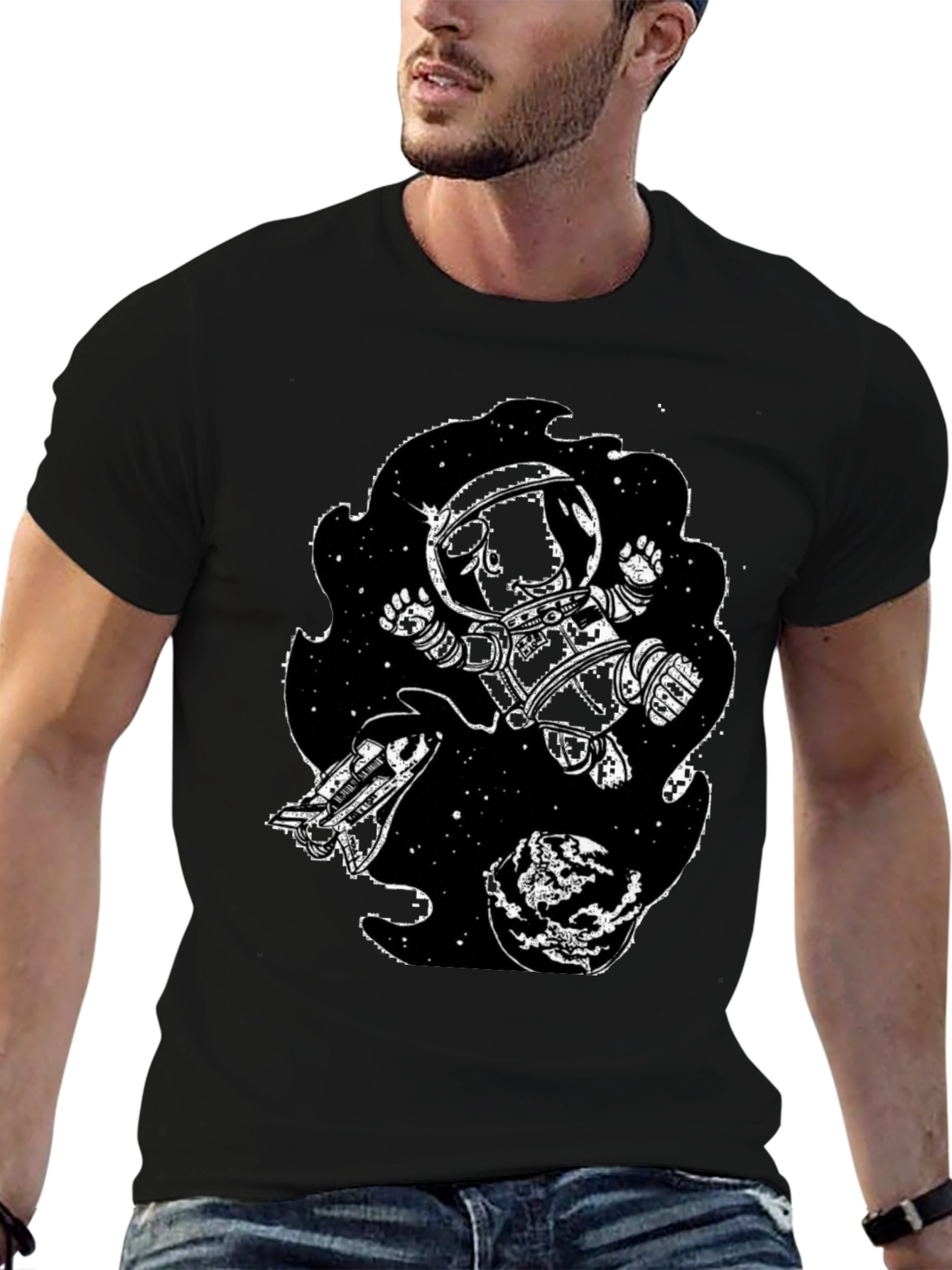 Astronaut in Space Graphic Tee - Black